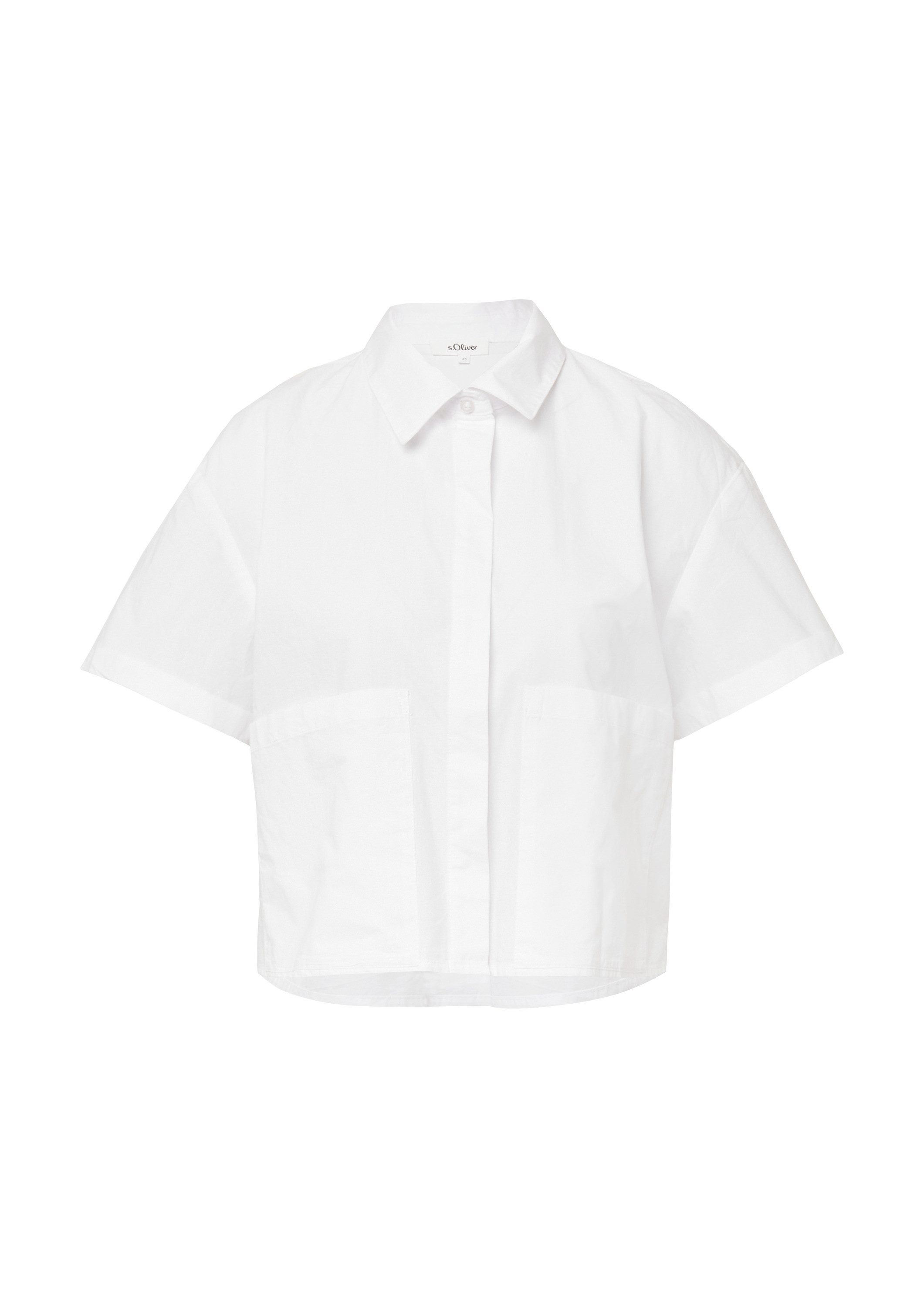 s.Oliver Kurzarmbluse Bluse Verkürzte Hemdbluse im Relaxed Fit mit aufgeset günstig online kaufen