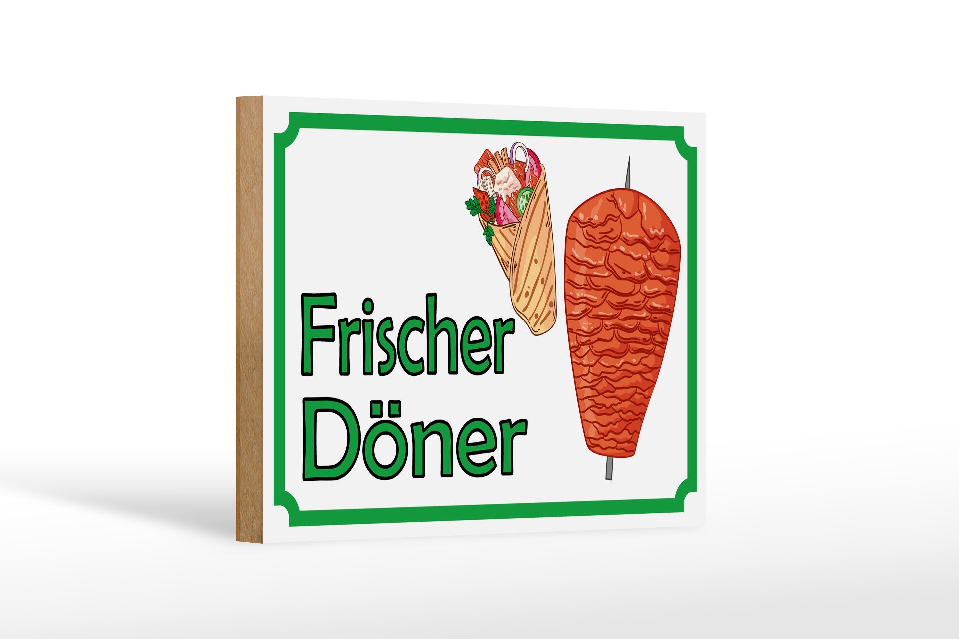 Holzbild Hinweis 18x12 cm frischer Döner Restaurant