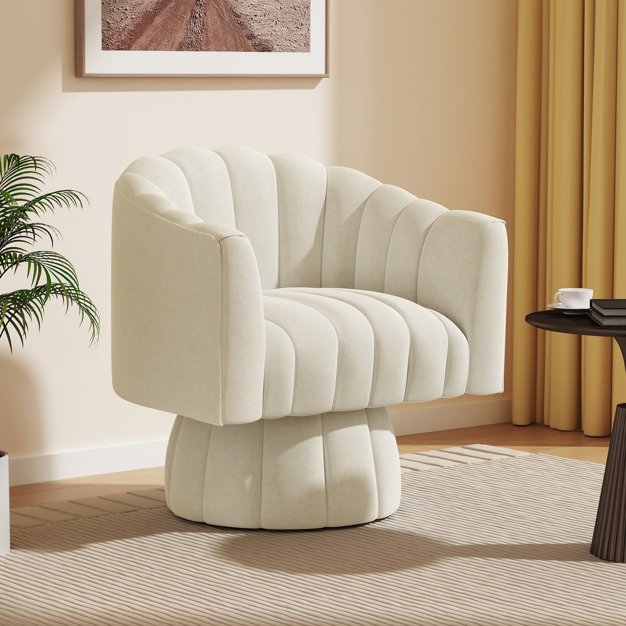 SEYNAR Sessel Mid Century 360 Grad drehbare Kuscheltonnen-Akzentsofasessel günstig online kaufen