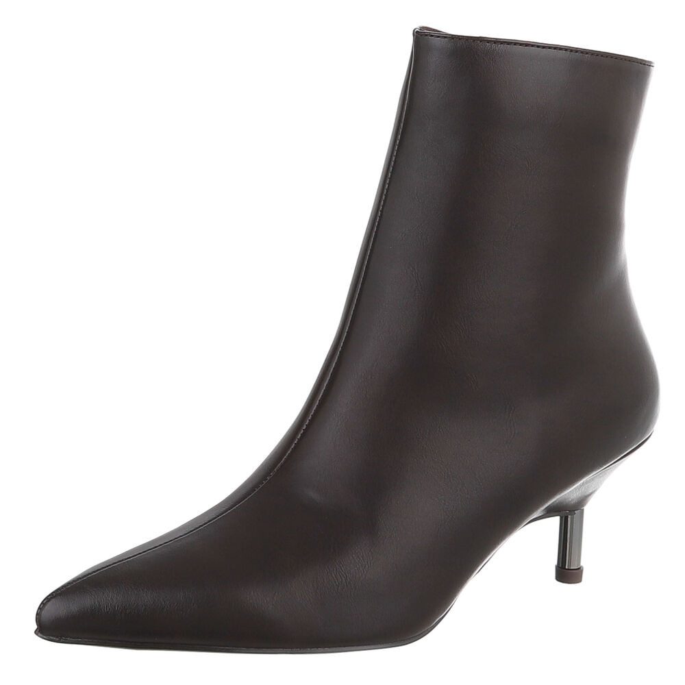 Ital-Design Damen Stiefelette Spitz mit Absatz, Elegant Stiefelette (92269180) Pfennig-/Stilettoabsatz Stiefeletten in Braun