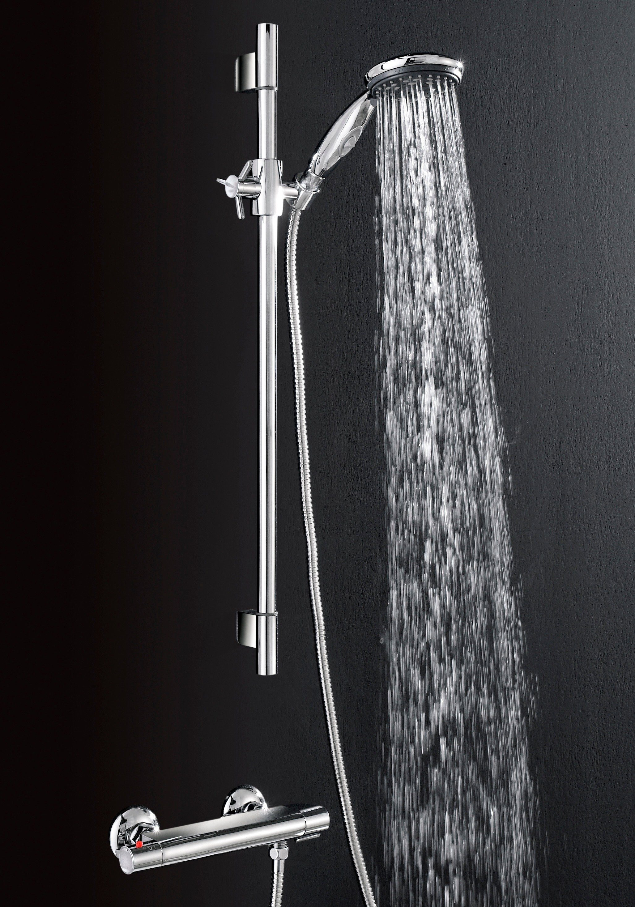 Schütte Duschsystem mit 5 Aquasave, Schlauch Strahlart(en), Set, Duschsystem Höhe 60 cm, Halterung Duschkopf und mit Thermostat