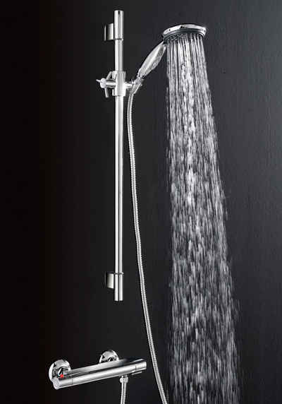 Schütte Duschsystem Aquasave, Höhe 60 cm, 5 Strahlart(en), Set, Duschsystem mit Thermostat, Duschkopf mit Schlauch und Halterung