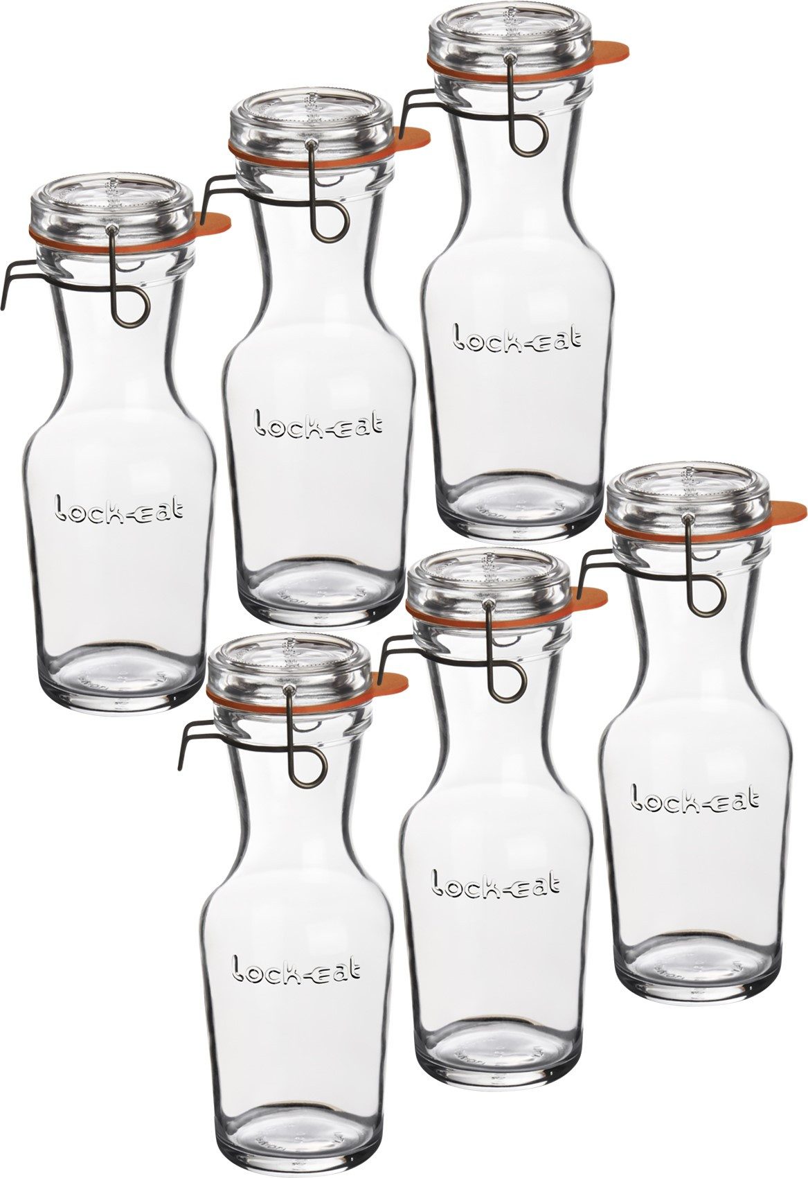 Emilja Karaffe Lock-Eat Karaffe 500ml abnehmbarem Bügelverschluss Deckel - 6 Stk.