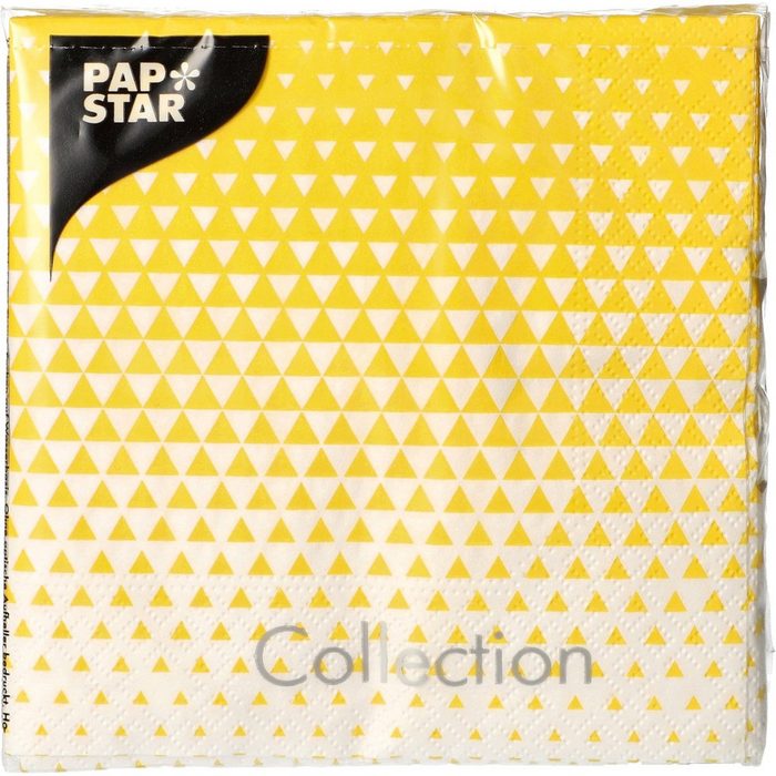 PAPSTAR Papierserviette 3-lagig 1/4-Falz 25cm x 25cm gelb Optik (20 St) 3-lagig 25 cm x 25 cm 1/4-Falzung