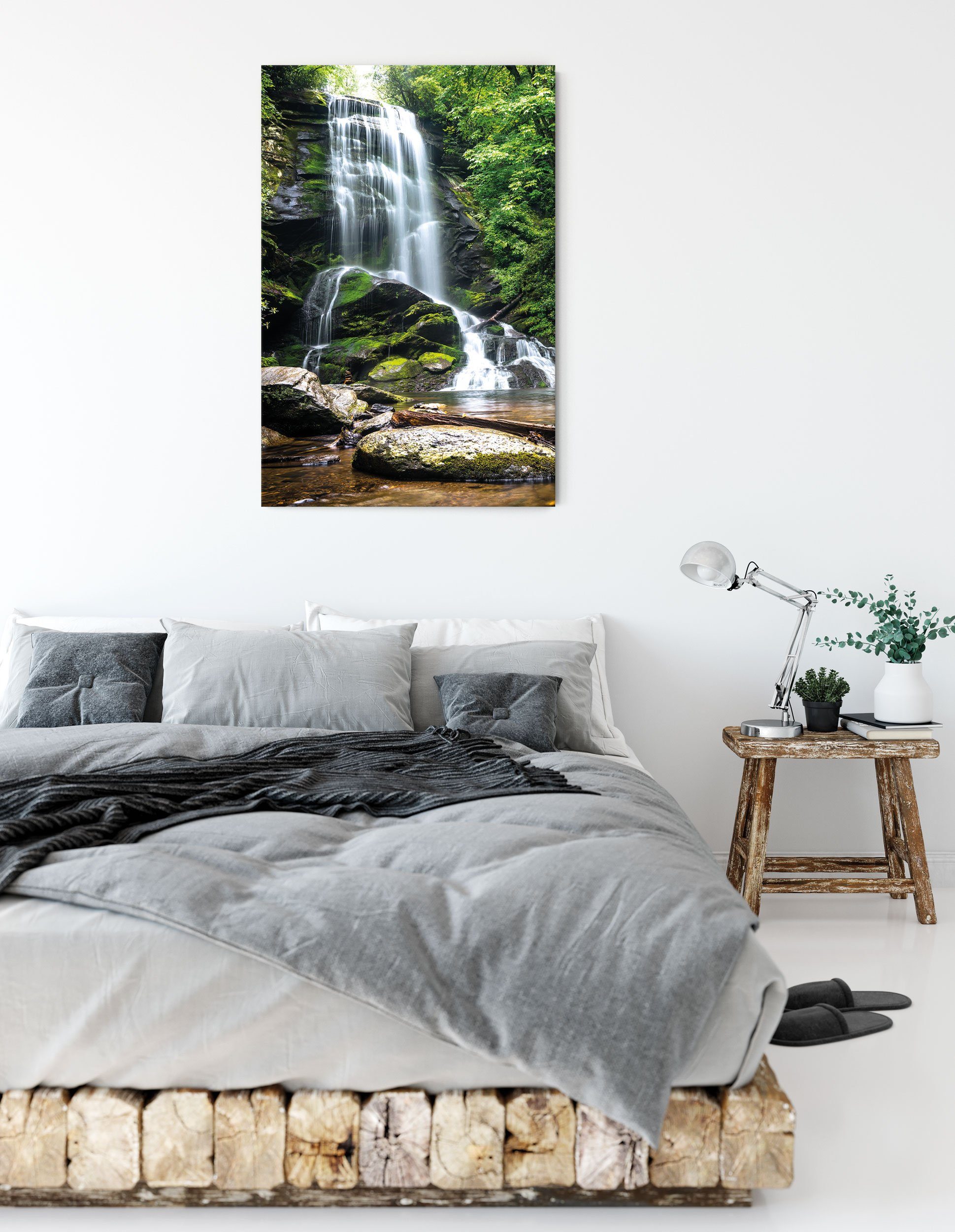 Pixxprint Leinwandbild Wasserfall, fertig bespannt, Leinwandbild Zackenaufhänger inkl. Wasserfall St), (1