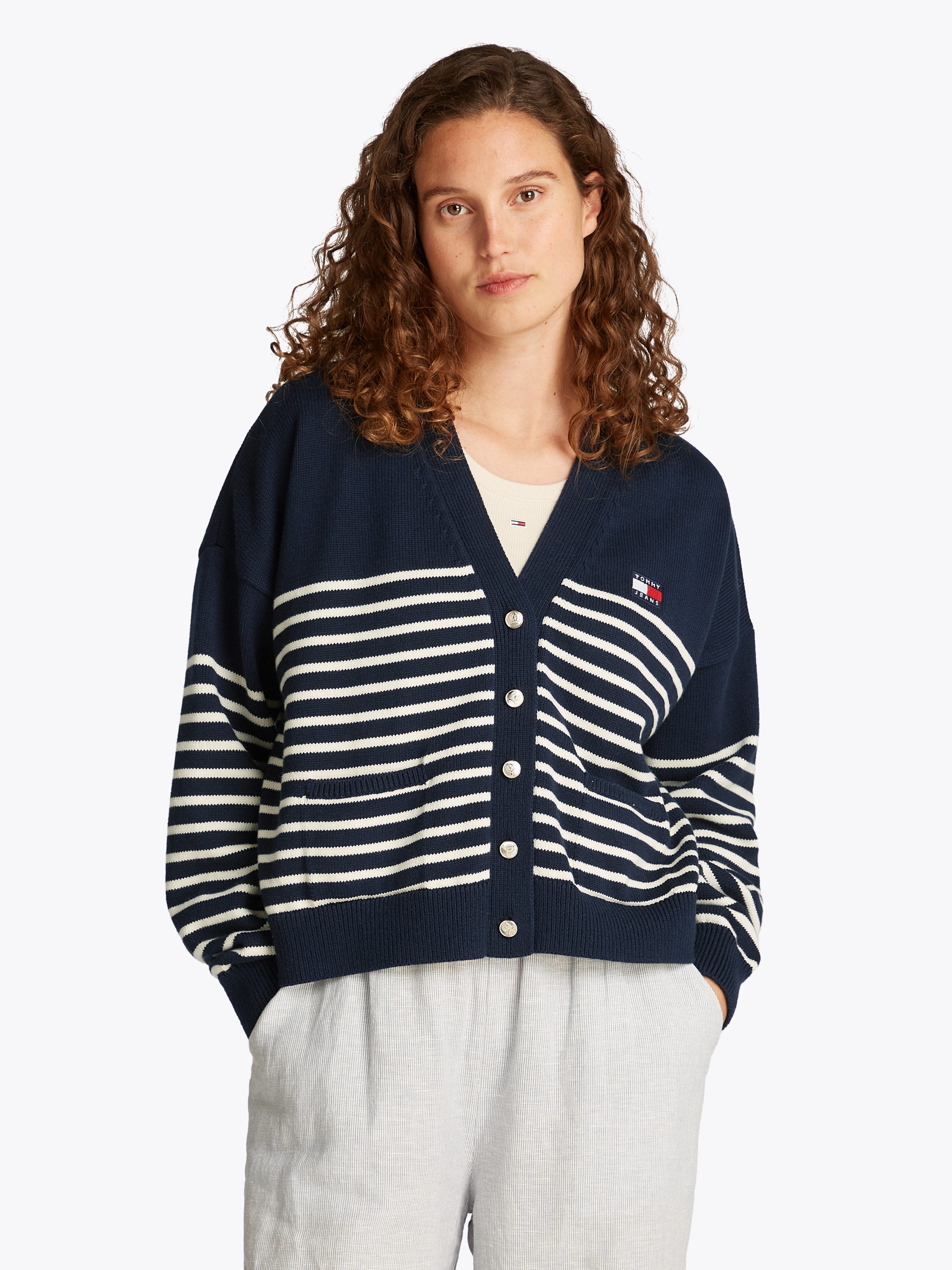 Tommy Jeans Strickjacke TJW CABLE CARDIGAN mit Streifenmuster, Taschen günstig online kaufen