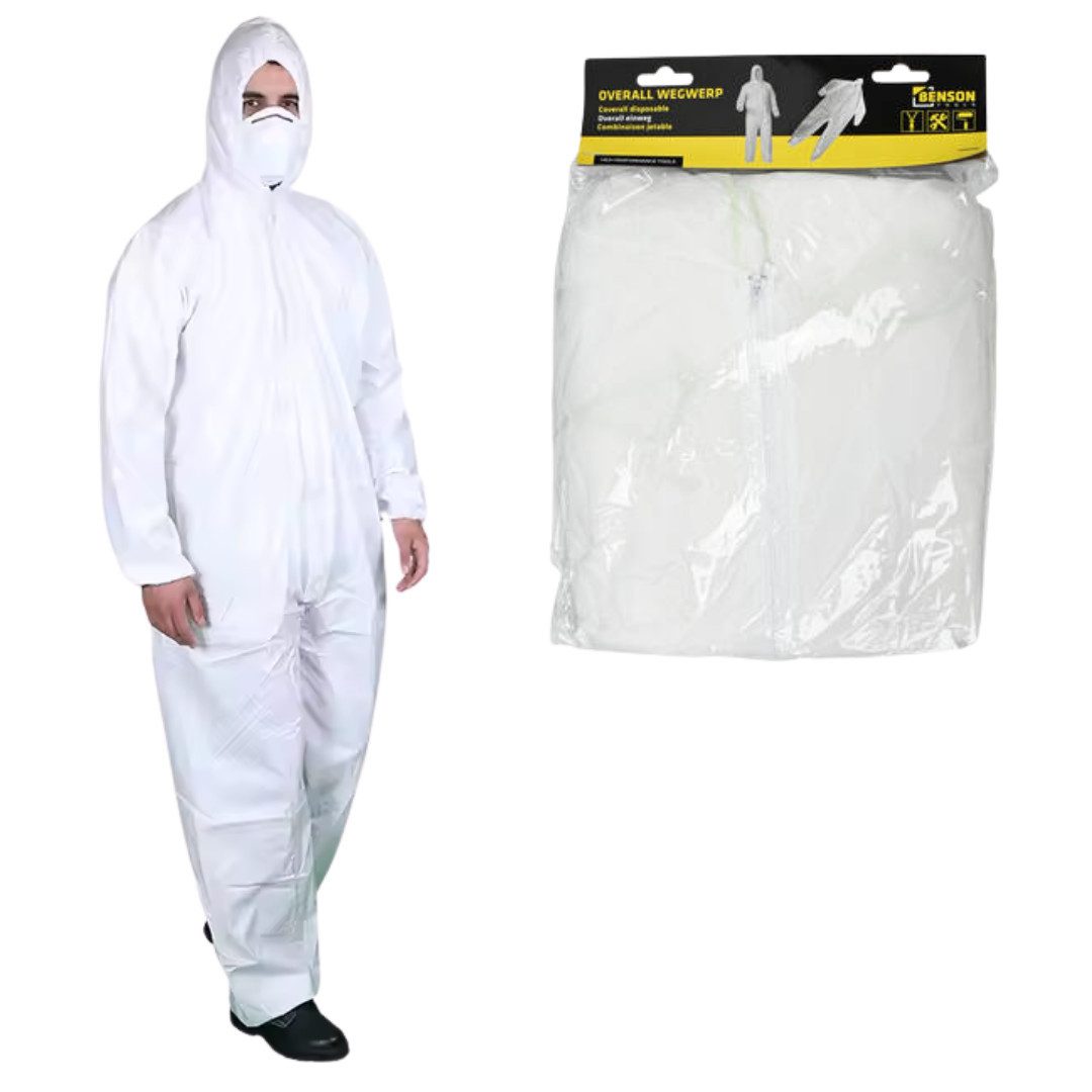 RACEL Arbeitsoverall Einwegoverall Schutzanzug Maler Lackierer weiß atmungsaktiv M‑XL (1-tlg) Leicht, atmungsaktiv