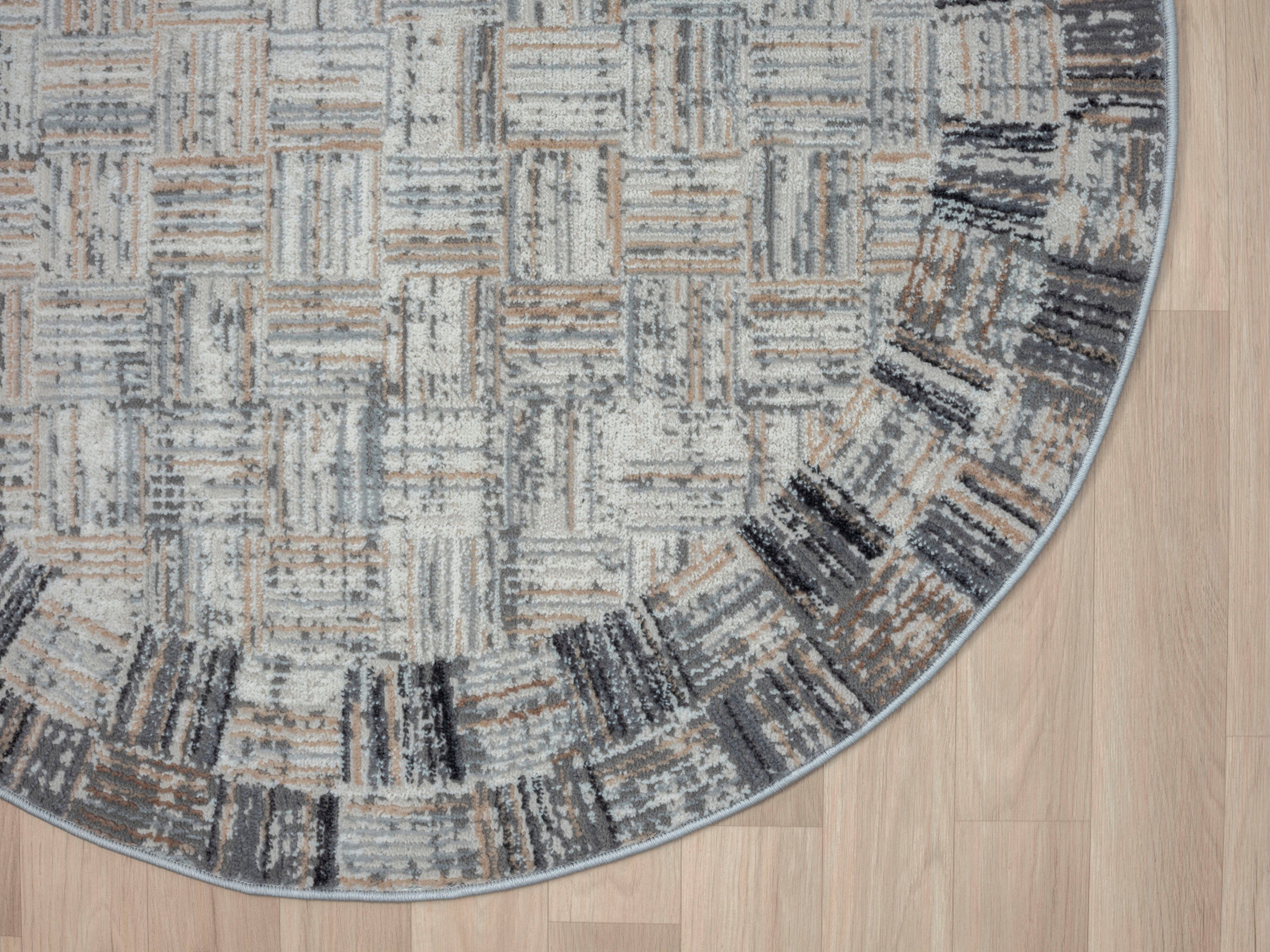 Myflair Möbel & Accessoires Teppich My Mood, rund, Höhe: 8 mm, Kurzflor, Scandi-Design, mit Bordüre, besonders weich durch Microfaser