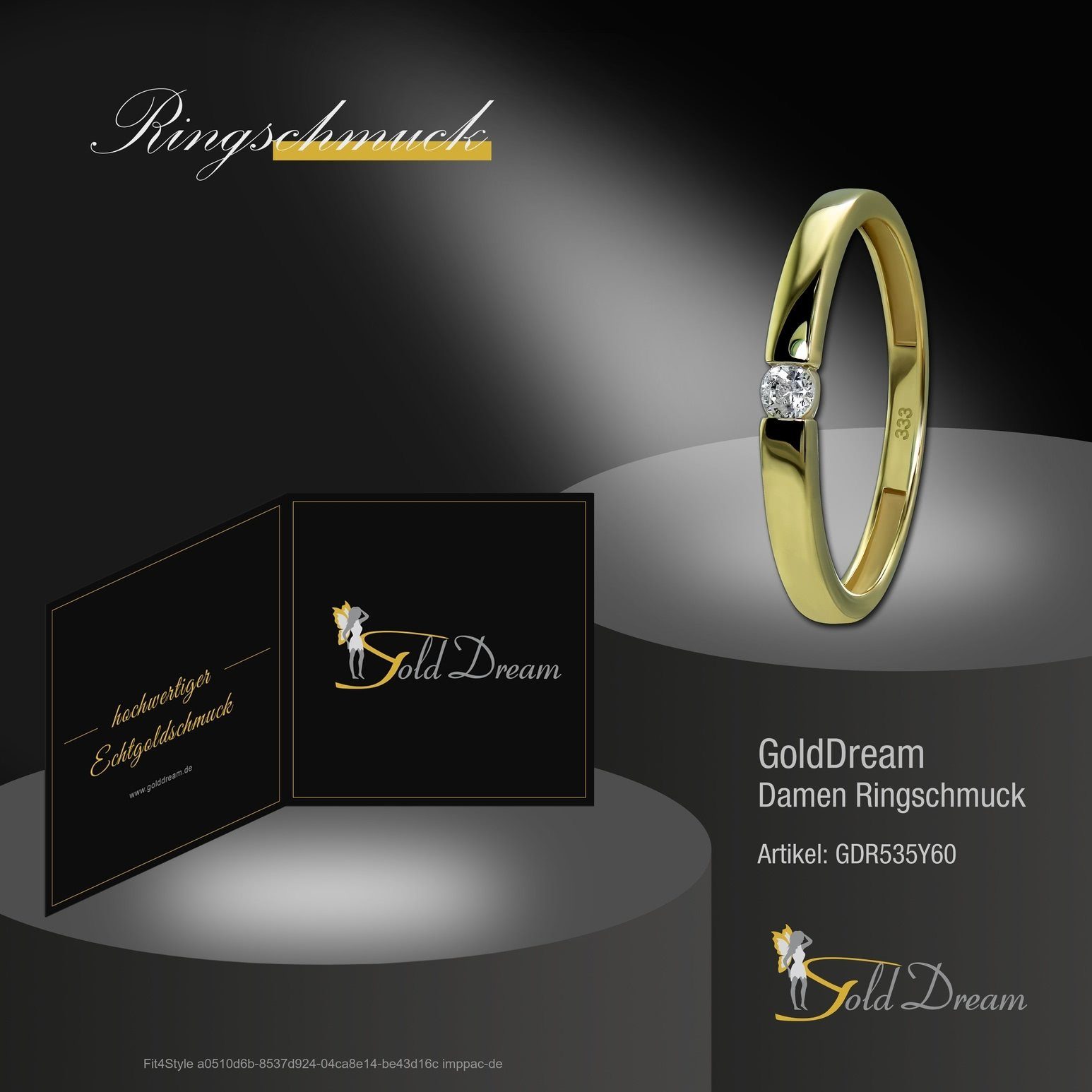- 333 Classic Gold gold, Ring Farbe: Damen Ring Karat, Gelbgold GoldDream (Fingerring), Classic 8 Goldring Gr.60 weiß GoldDream