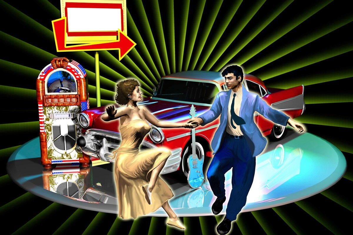 Papermoon Fototapete Mann und Frau tanzen vor Auto