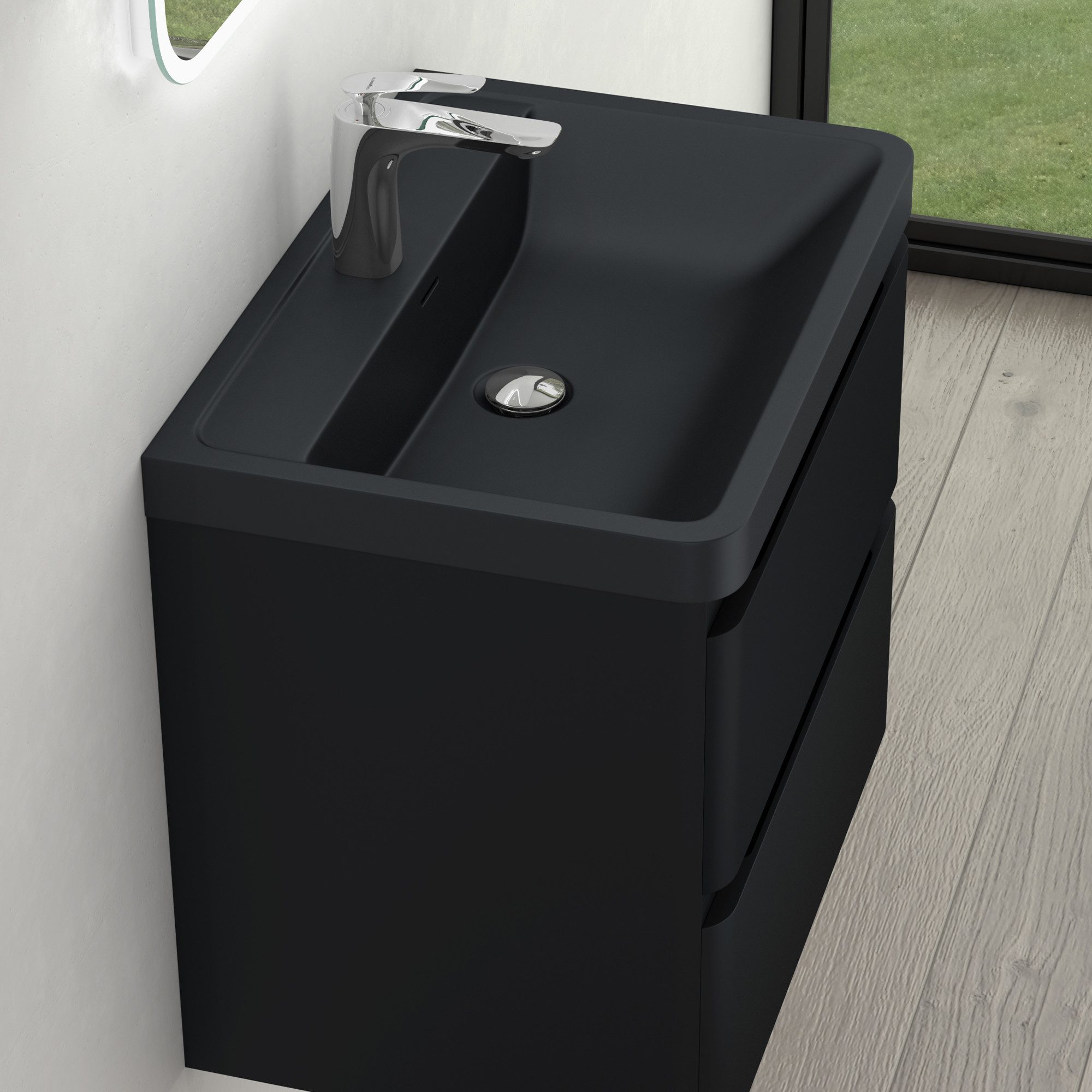 Mai & Mai Badmöbel-Set Badmöbel Set mit Mineralguss Waschbecken Waschtisch Lucca, MDF-Unterschrank,feuchtigkeitsbeständig,wahlweise mit LED-Spiegel – Bild 5 von 5