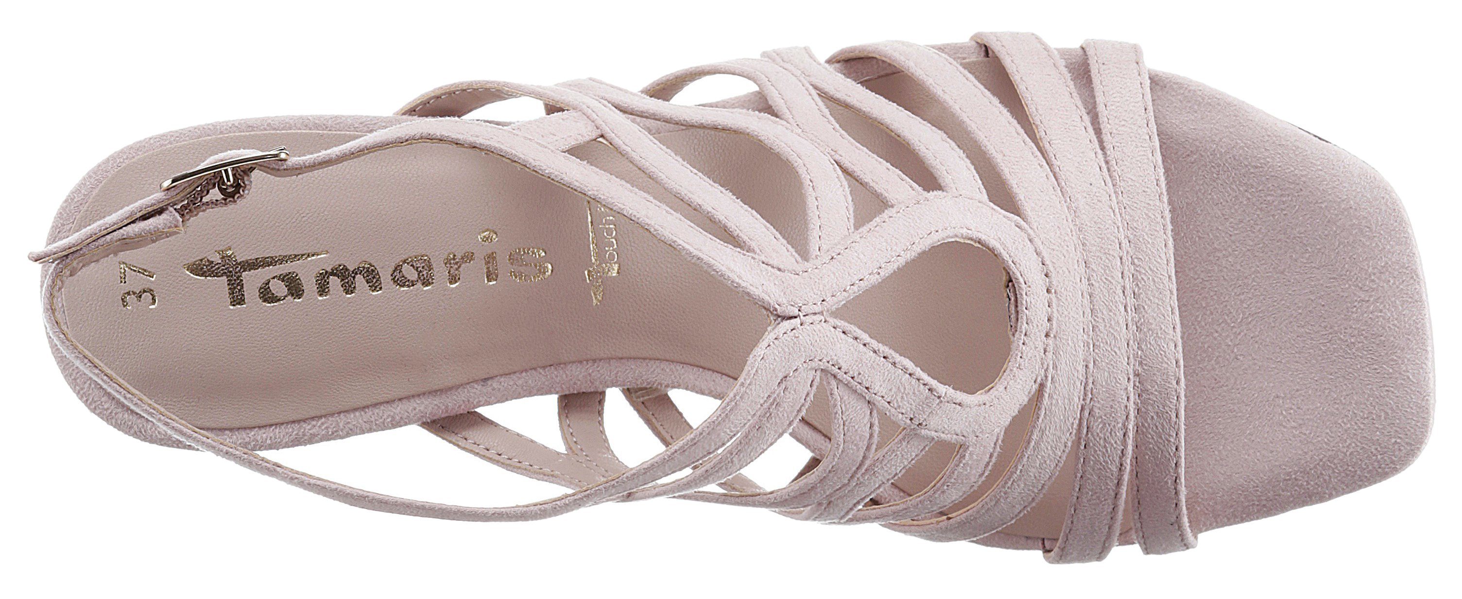 Tamaris High-Heel-Sandalette mit modischer Karreeform rosa