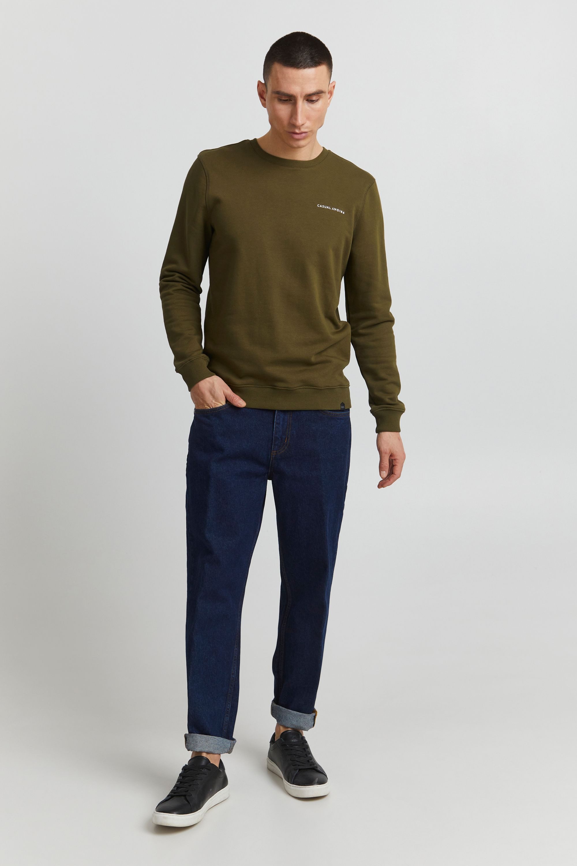 Casual Friday Rundhalspullover CFSeverin Rundhalspullover mit Schriftzug