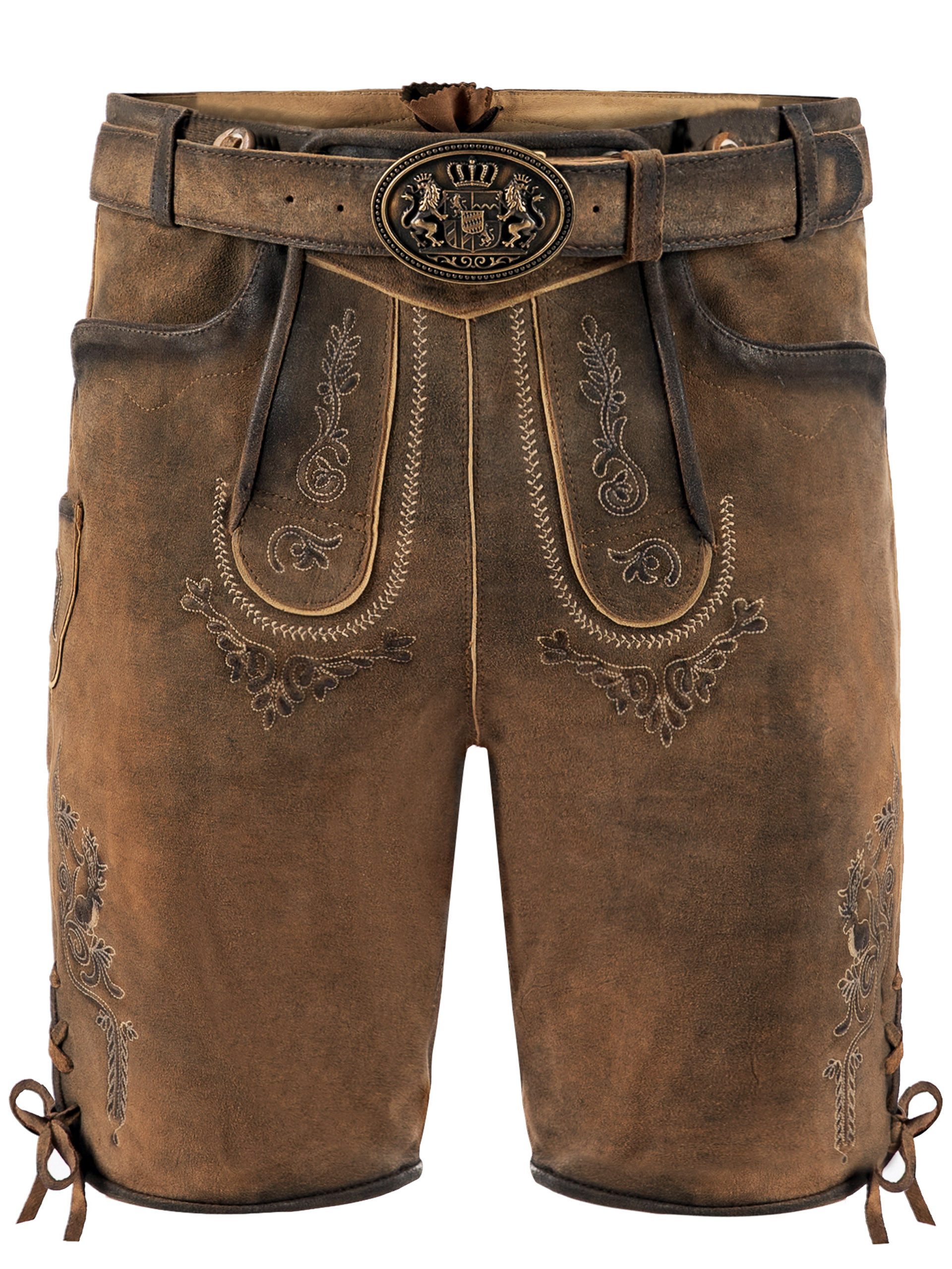 FUCHS Trachtenlederhose Trachtenlederhose Herren kurz Hellbraun Echtleder Krachlederhose (1-tlg)