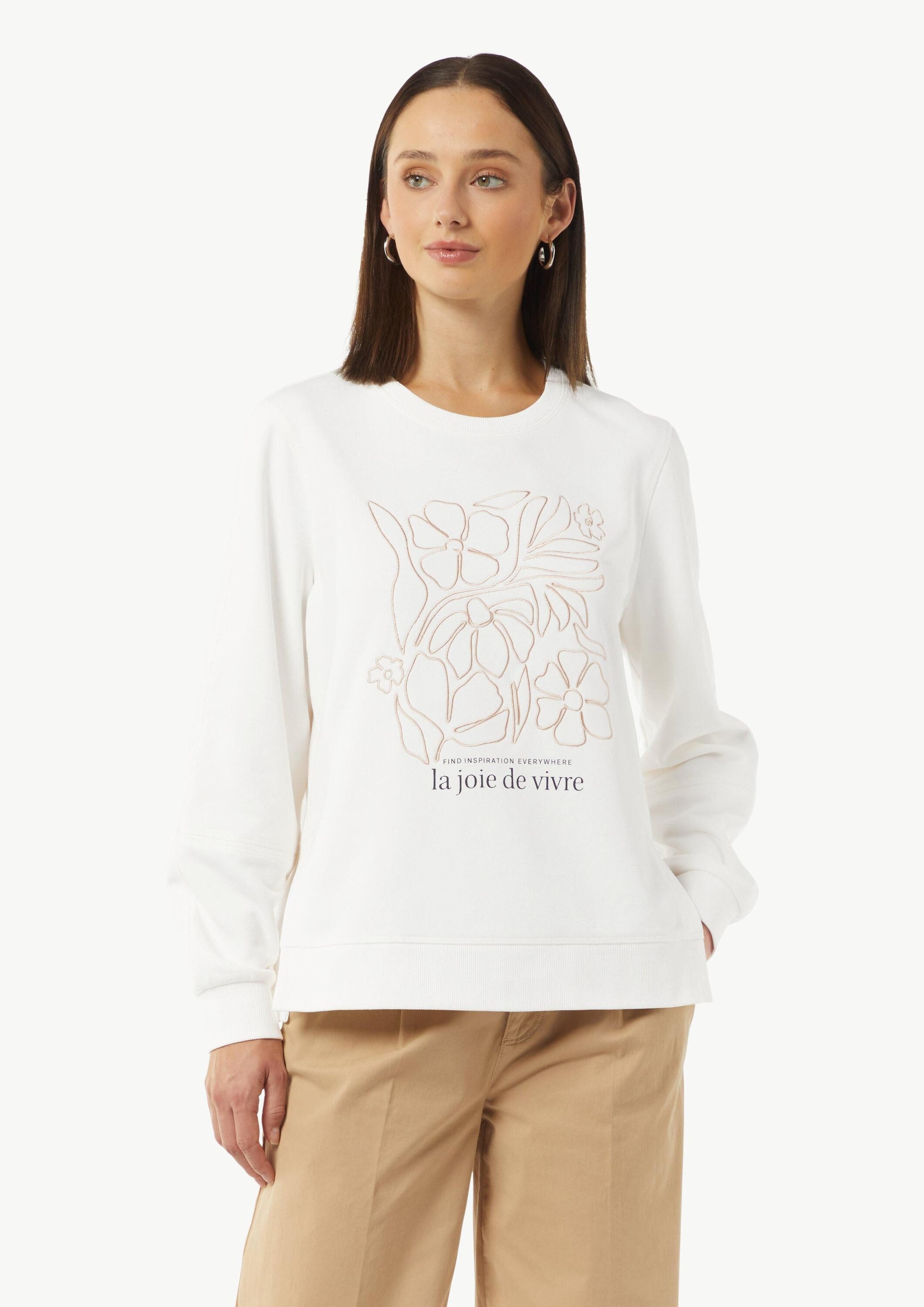 comma Sweatshirt Sweatshirt Sweatshirt mit Artwork und seitlichen Schlitzen