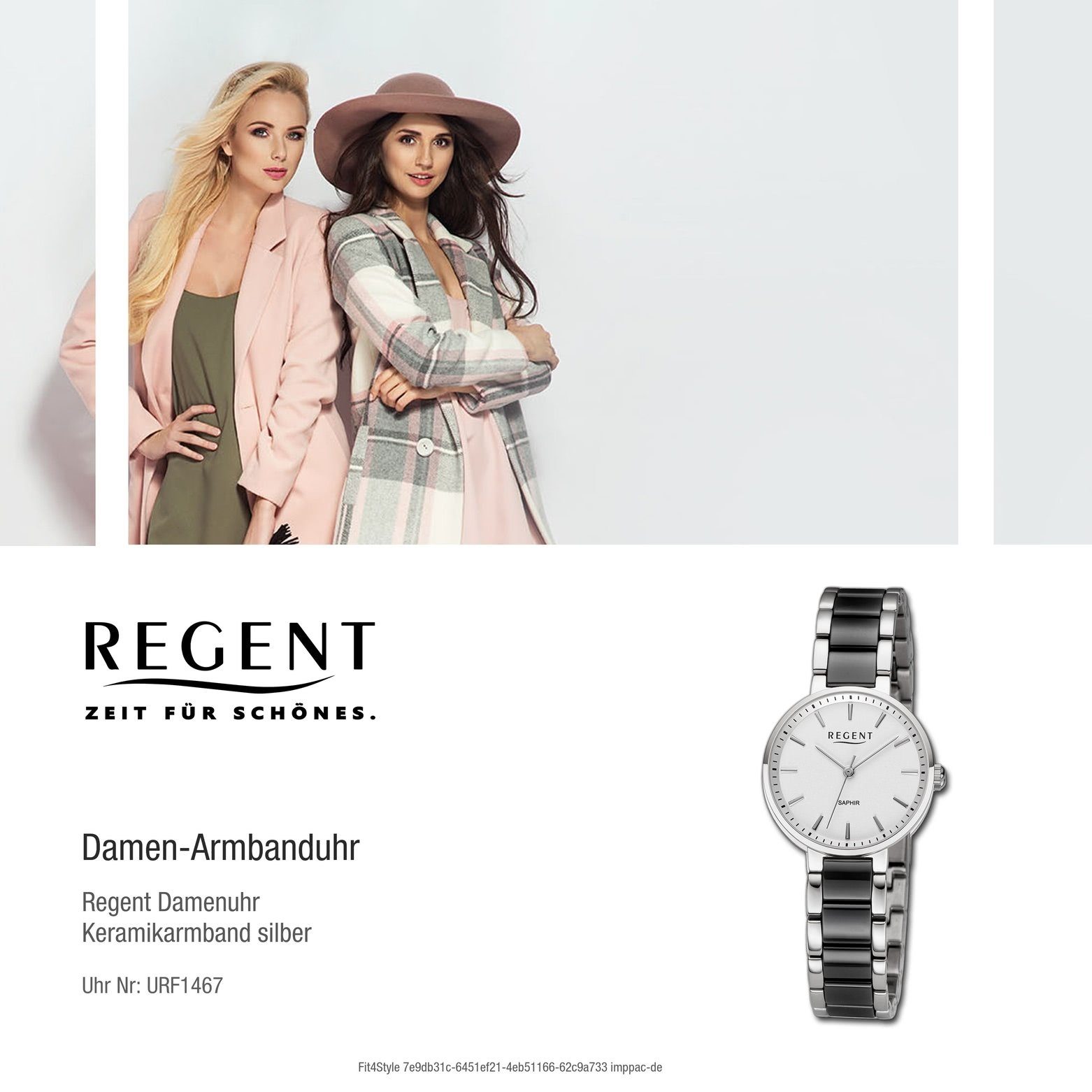 (ca. Quarzuhr Armbanduhr groß 30mm), Damen extra Regent Armbanduhr Damen Regent Keramikarmband rund, Analog,
