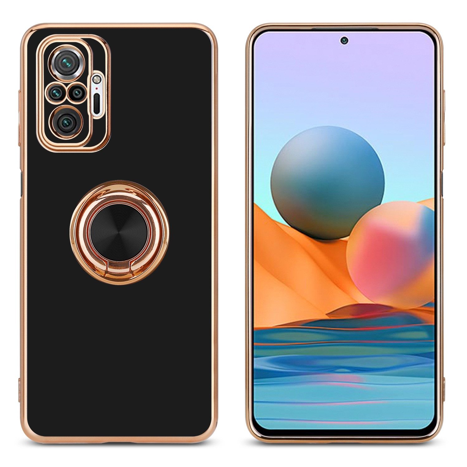 Cadorabo Handyhülle für Xiaomi RedMi NOTE 10 PRO Hülle Xiaomi RedMi NOTE 10 PRO, Schutzhülle - TPU Silikon Hülle - mit Kameraschutz und Ring