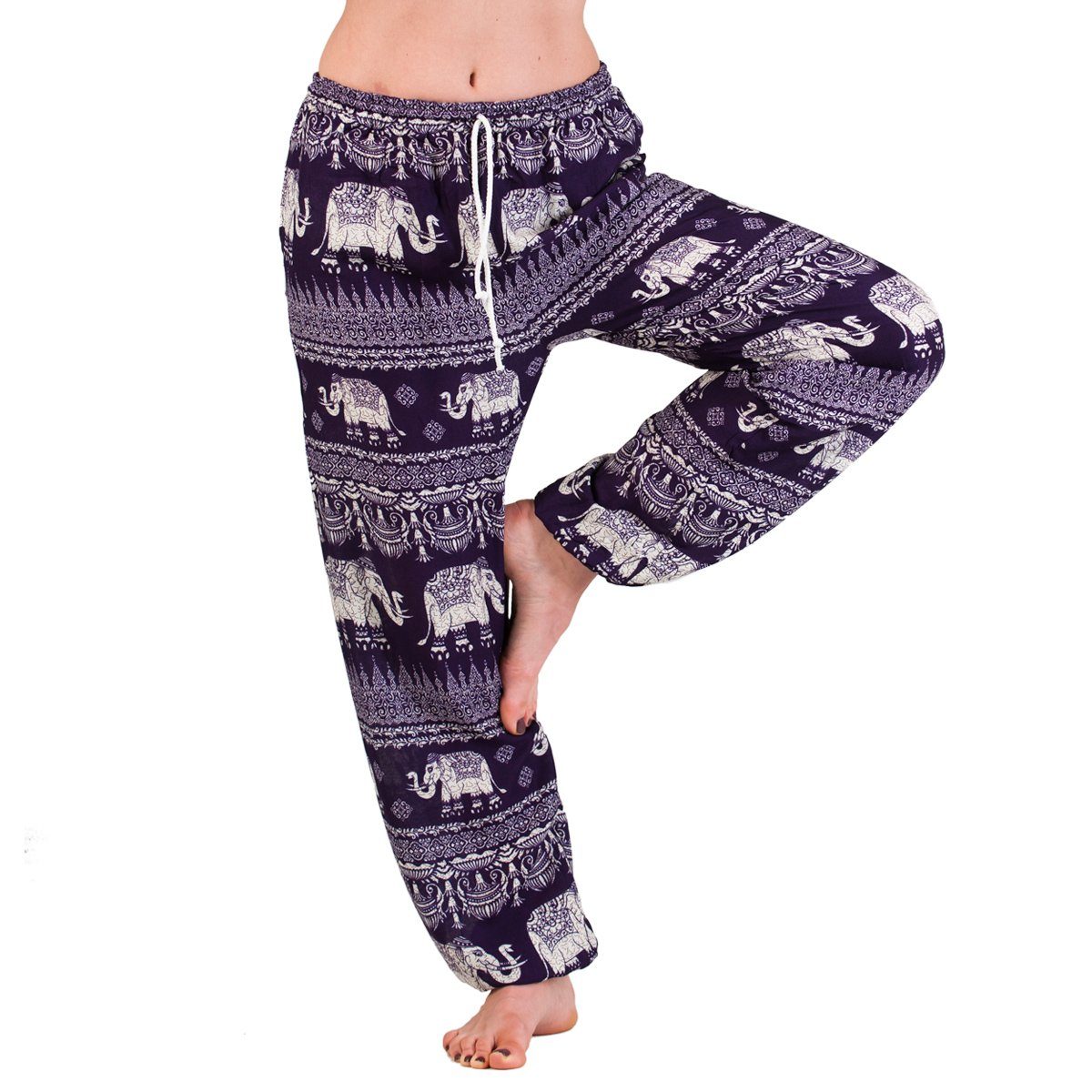 PANASIAM Haremshose Muckhose aus feiner natürlicher Viskose bequeme Haremshose für Damen leichte Sommerhose mit Seitentaschen Aladinhose