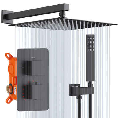 HOMELODY Duschsystem Duschsystem mit Thermostat Unterputz Duschsäule, Duschset aus Messing mit Thermostat, Mit Thermostat, aus Messing