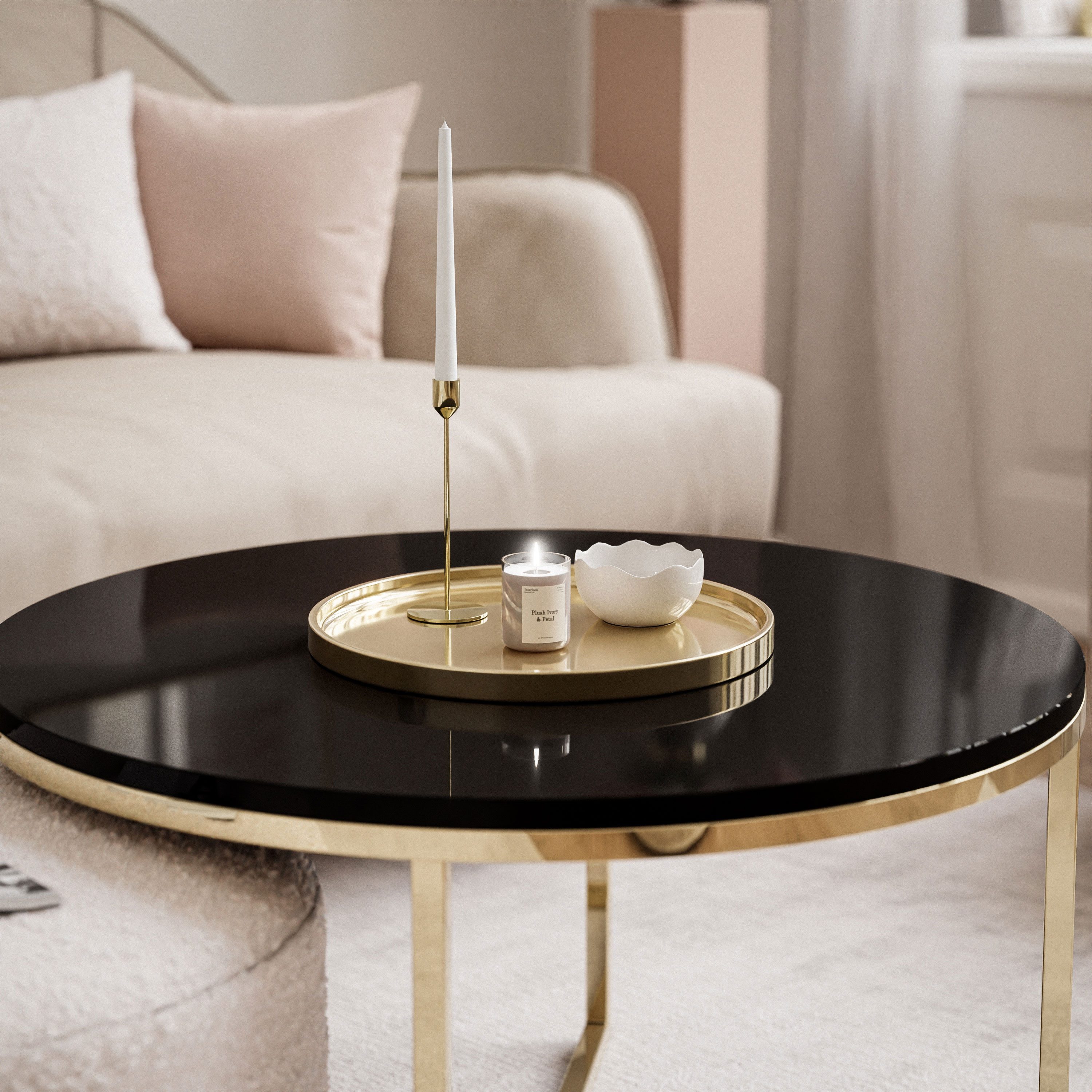 Lookway Couchtisch CIRI-X mit Hocker (Couchtisch mit einem Hocker), Durchmesser: ⌀70 cm