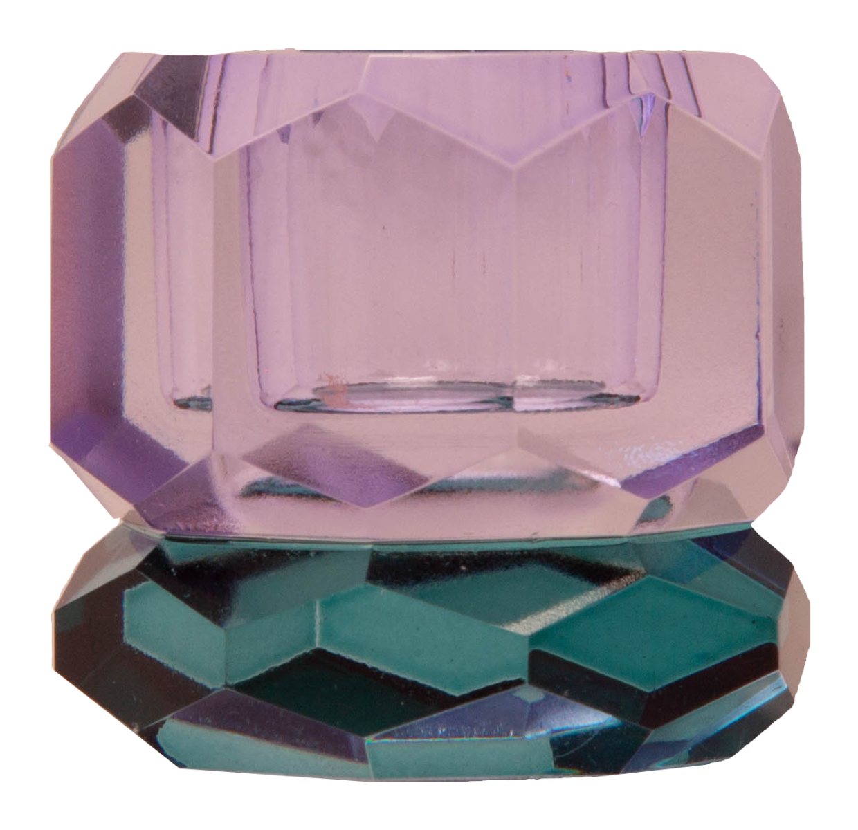 EJA International Kerzenhalter Kristall - Petrol, Violett (1 St), 4,5x4,5x4,5 cm
