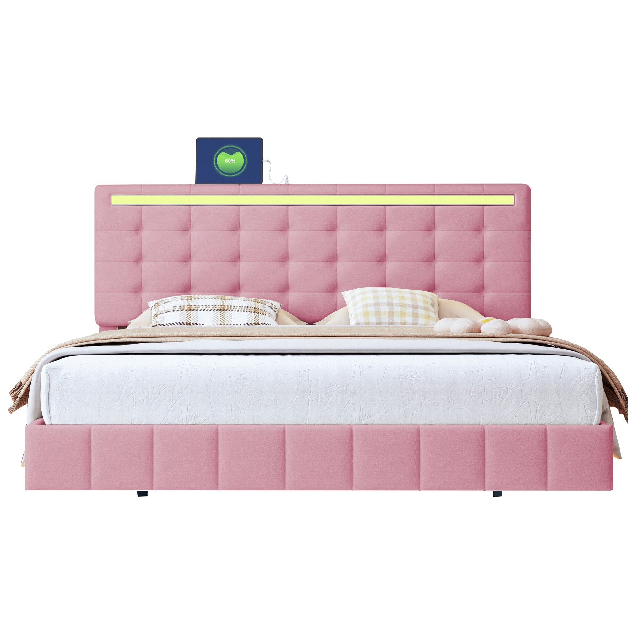 Gotagee Polsterbett Bettgestell LED Gästebett Doppelbett günstig online kaufen