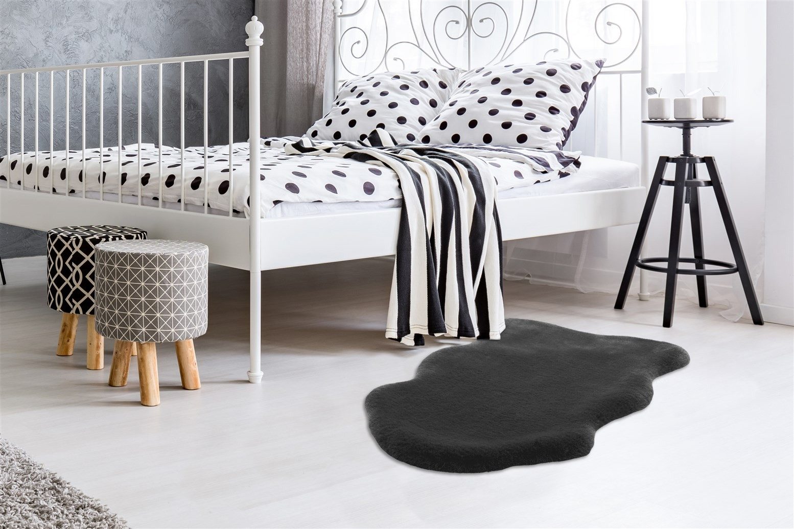 Kayoom Teppich in Anthrazit, 100% Polyester - 90x60cm (LxB)