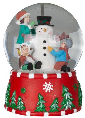 Christmas Paradise Schneekugel Spieluhr mit Schneemann 15cm mechanisch aufziehbar (Weihnachtsdeko, 1 St), handbemalte Tischdeko mit Musik in rot
