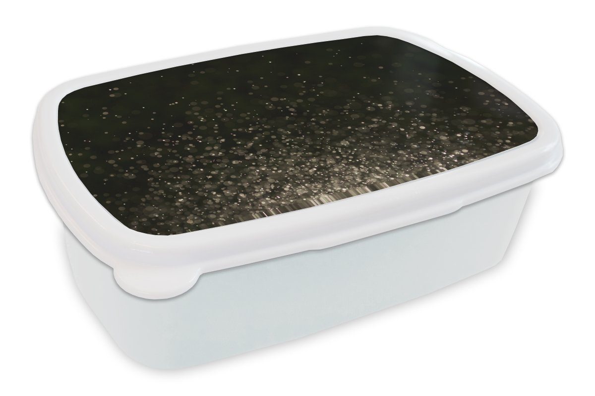 MuchoWow Lunchbox Glitter - Abstrakt - Schwarz, Kunststoff, (2-tlg), Brotbox für Kinder und Erwachsene, Brotdose, für Jungs und Mädchen weiß