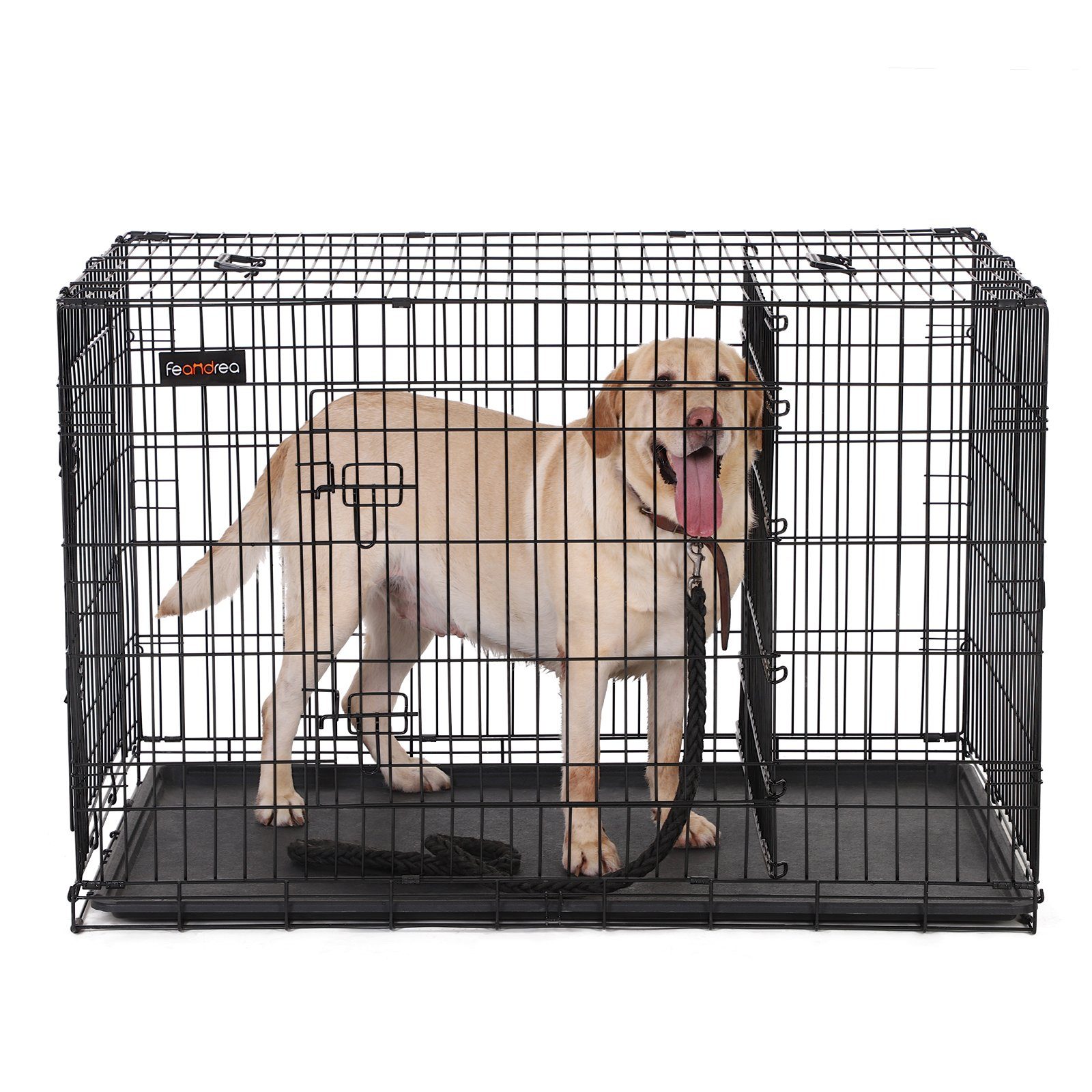FEANDREA Tiertransportbox, Hundebox 2 Türen, 122 x 74,5 x 80,5 cm