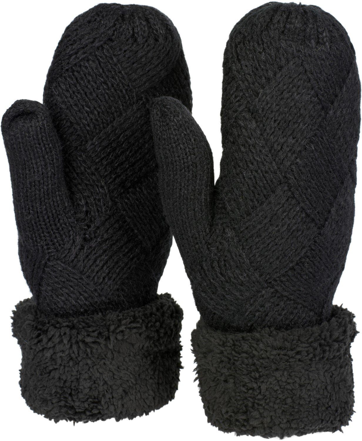styleBREAKER Fäustlinge Strickhandschuhe Fäustlinge mit Rauten Muster und Fleece (1-St)