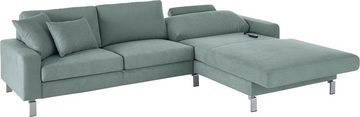 3C Candy Ecksofa Lecce, wahlweise PUR-Schaumstoff oder Tonnentaschenfederkern, Bett im 2,5-Sitzer, teilmotorische Schlaffunktion im Longchair, L-Form