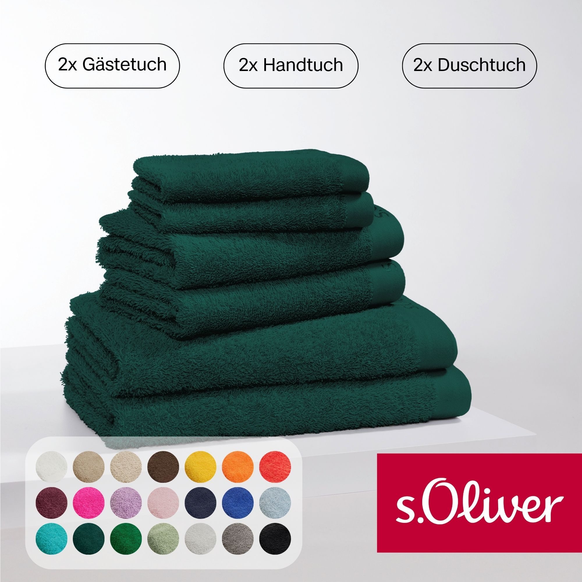 s.Oliver Handtuch Set s.Oliver, Premium Qualität, 600 gr/m², Walkfrottier (Set, 6-St), 2 Gästetücher 30x50, 2 Handtücher 50x100, 2 Duschtücher 70x140