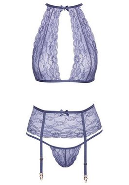 Kissable Set: Bügelloser BH Dessous-Set: BH, String und Strumpfhalter - lavendel