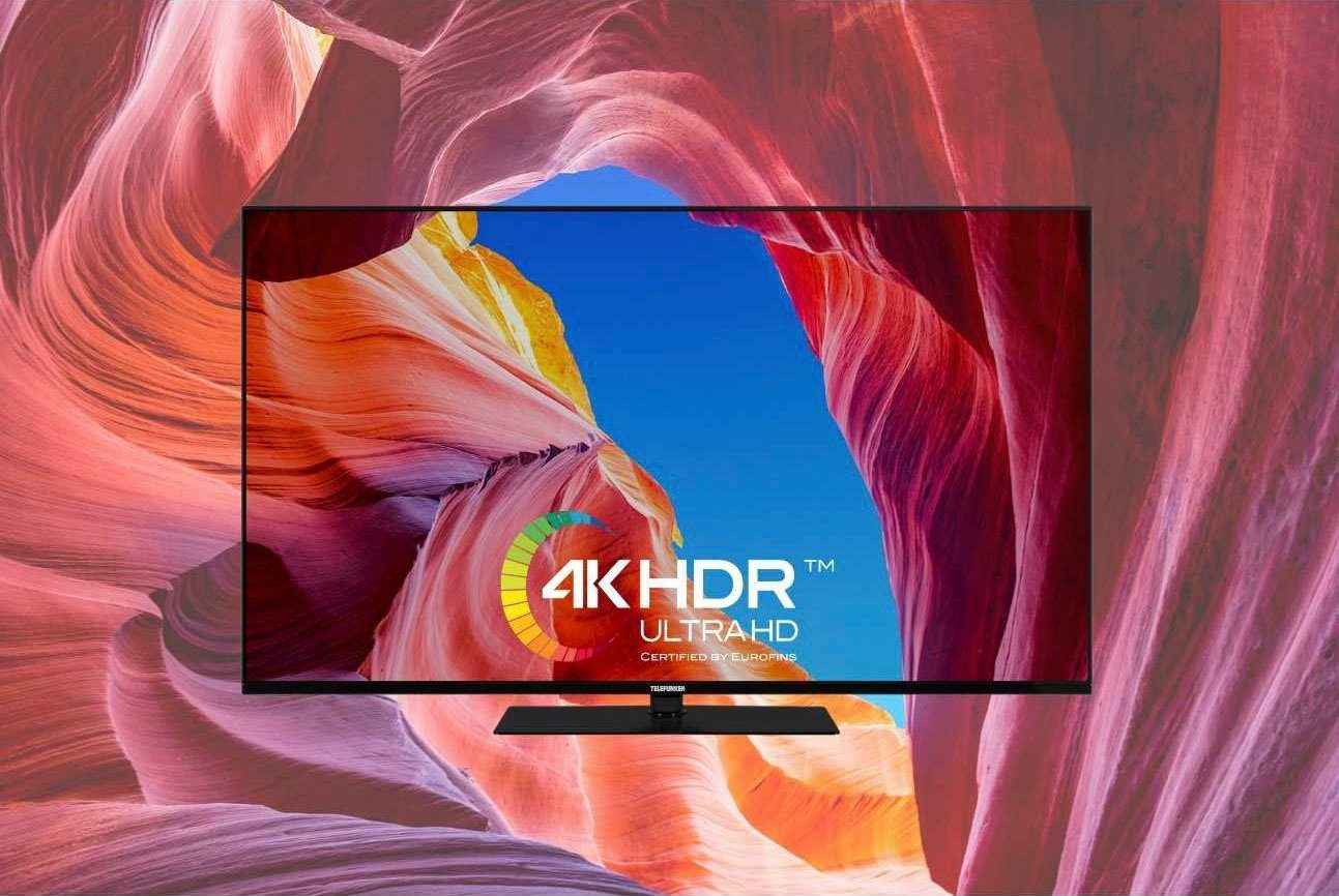 4K (126 Dolby Ultra D50V950M2CWH LED-Fernseher Android Atmos,USB-Recording,Google Zoll, cm/50 TV, Telefunken HD, Smart-TV, Assistent,Android-TV)