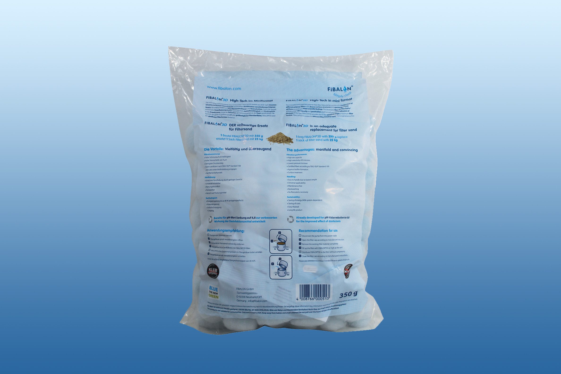 FIBALON® Filterbälle FIBALON®3D Filterbälle hochwirksames Filtermaterial, für herkömmliche Sandfilteranlagen, (1-St., 350g entsprechen 25 kg Filtersand, 700g anderer Filterballs), zertifiziert nach DIN-EN 16713-1