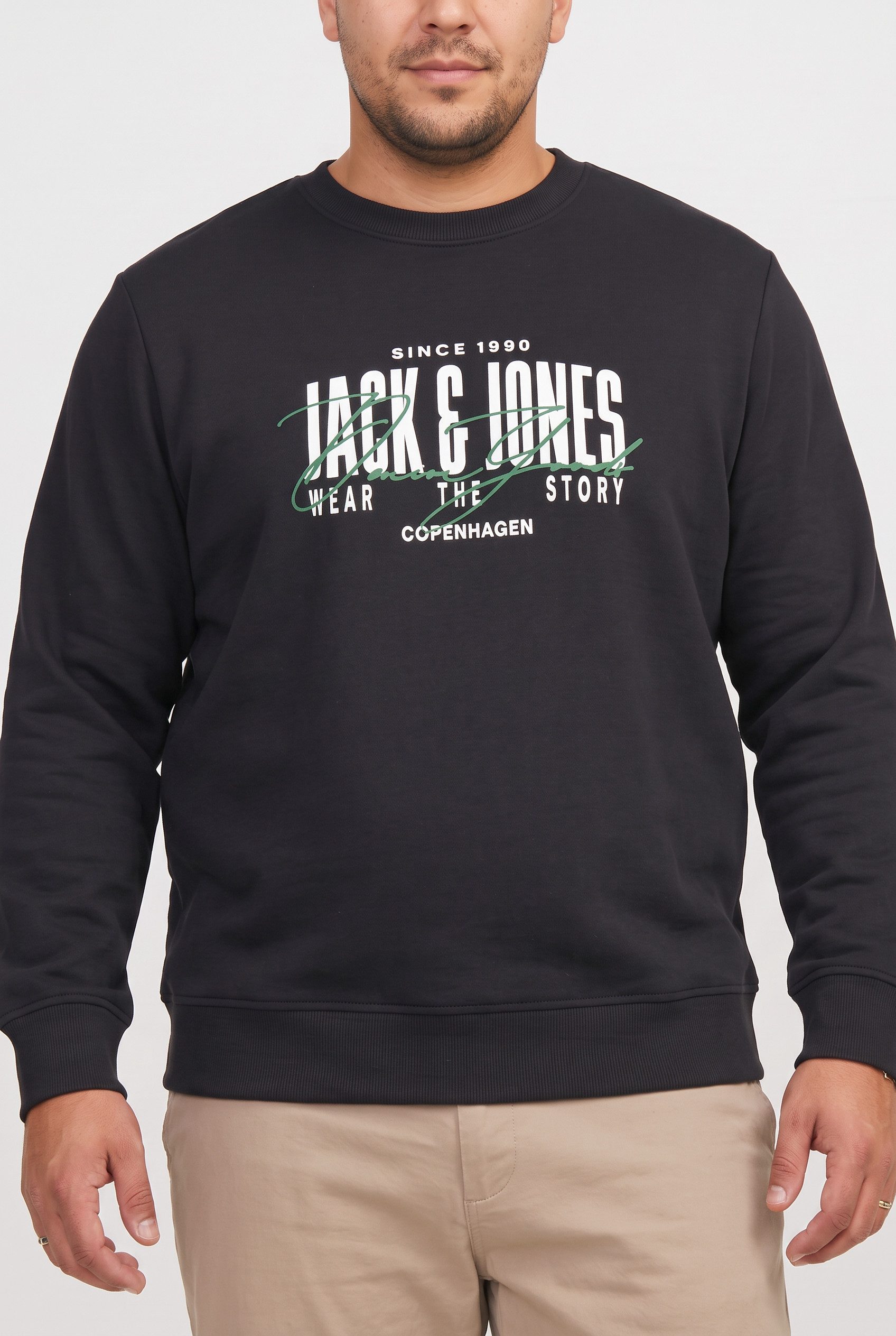 Jack & Jones PlusSize Sweatshirt JJAERO SWEAT CREW NECK PLS Baumwollmischung, regular fit