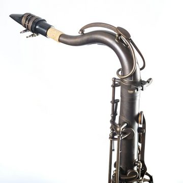 Monzani Saxophon, MZTS-580 Tenor-Saxophon, Unlackiert, Messingkorpus, Handgraviert, Vintage Sound, Inklusive Mundstück, Wischer, Koffer, Gurt, Ideal für Profis und Anfänger, Tenor-Saxophon, Messingkorpus, Handgraviert