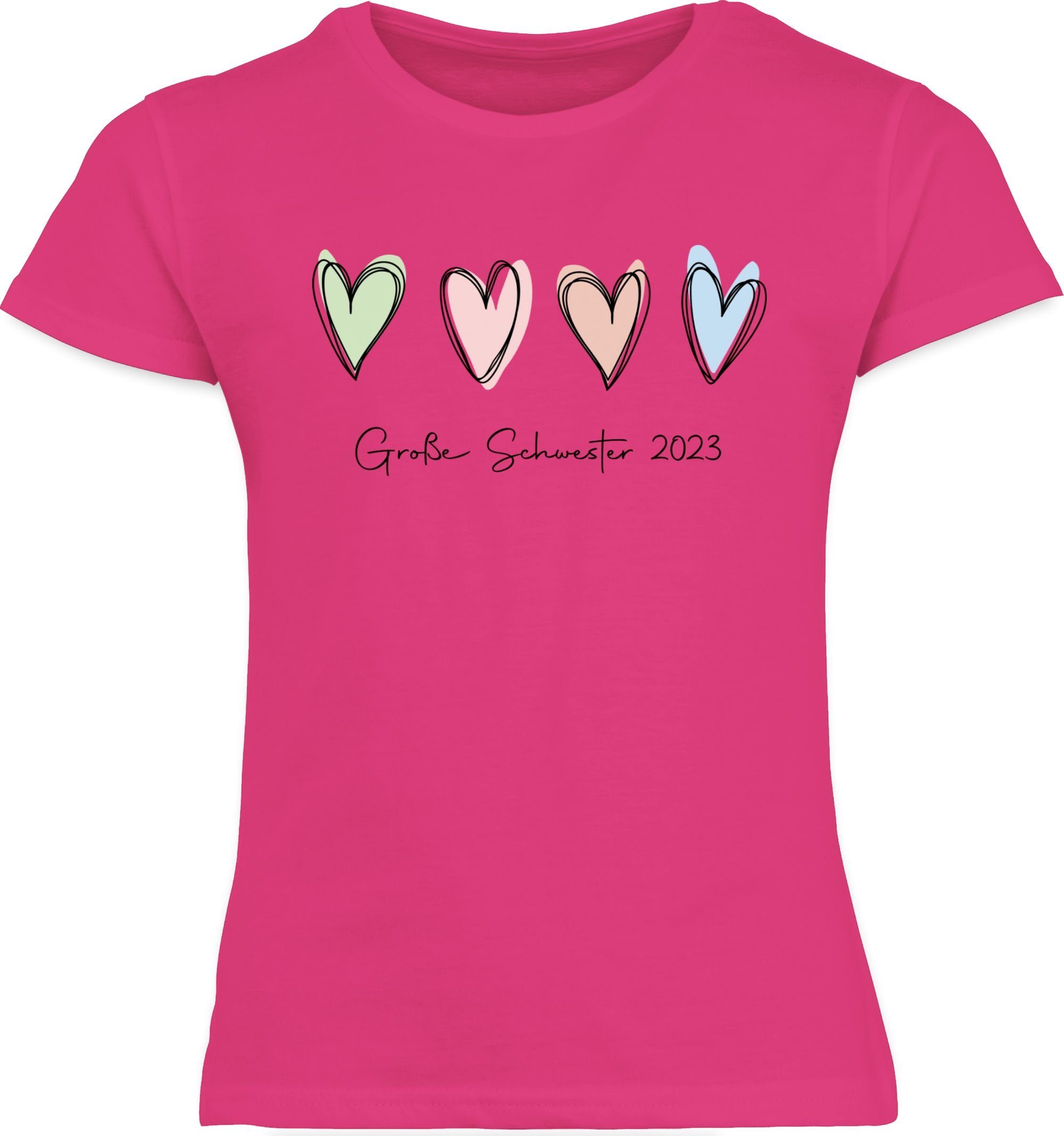 Sister Schwester Fuchsia 3 T-Shirt Shirtracer Große Schwester Big 2023 Große