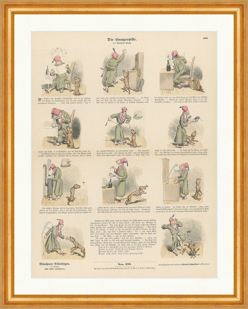 Kunstdruck Die Hungerpille Wilhelm Busch Doktor Essen Münchener Bilderbogen 626 G