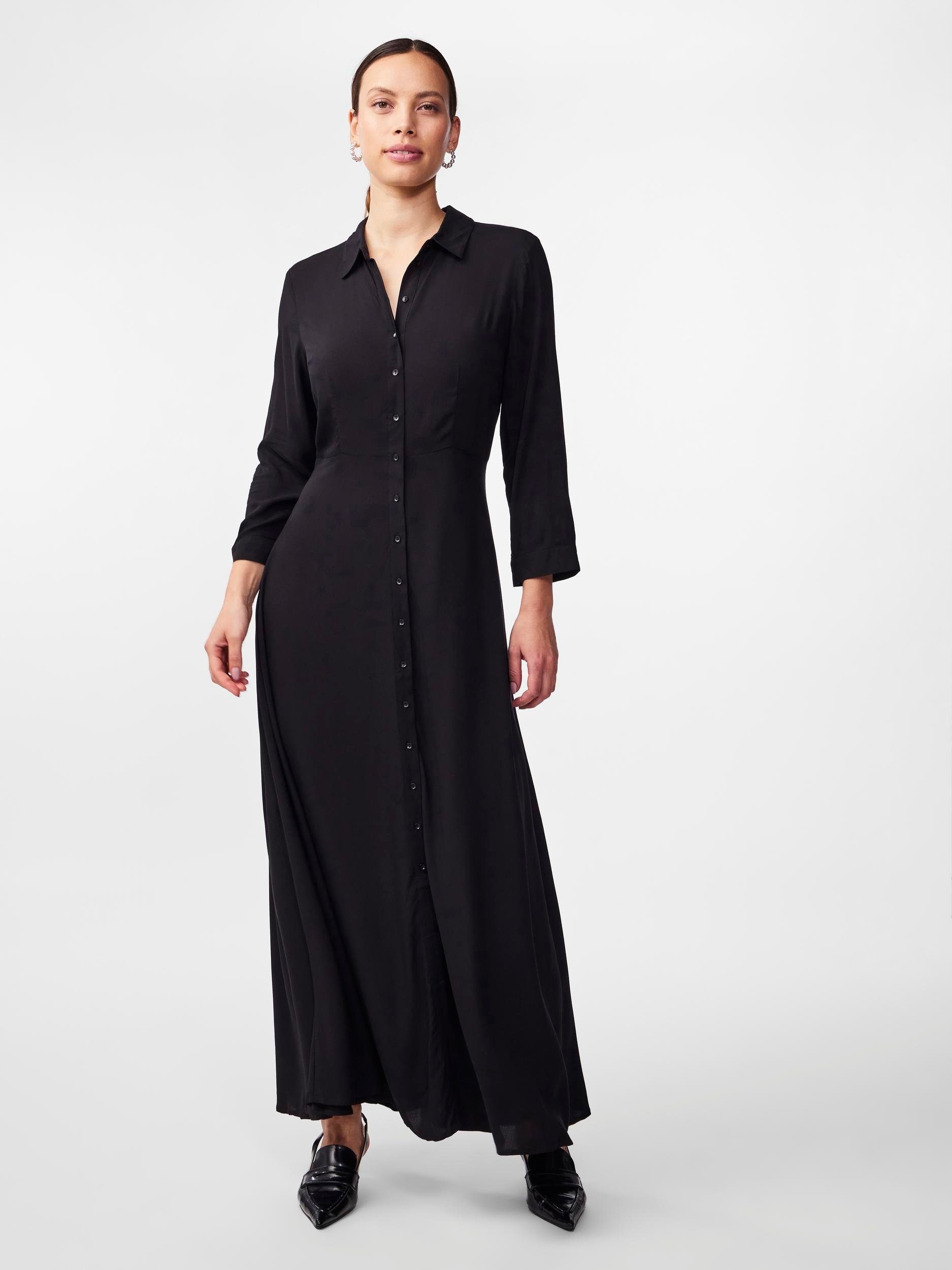 Y.A.S Hemdblusenkleid YASSAVANNA Ärmel Black DRESS mit 3/4 LONG SHIRT