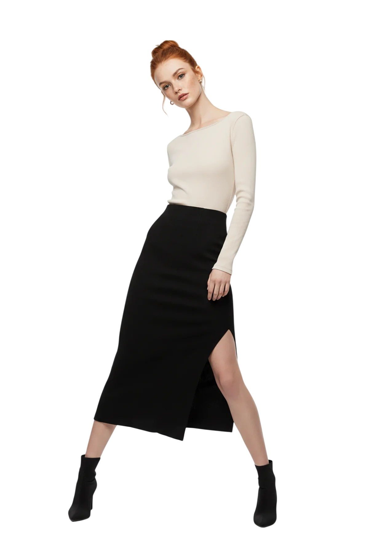 Midirock Langer Rock mit hoher Taille