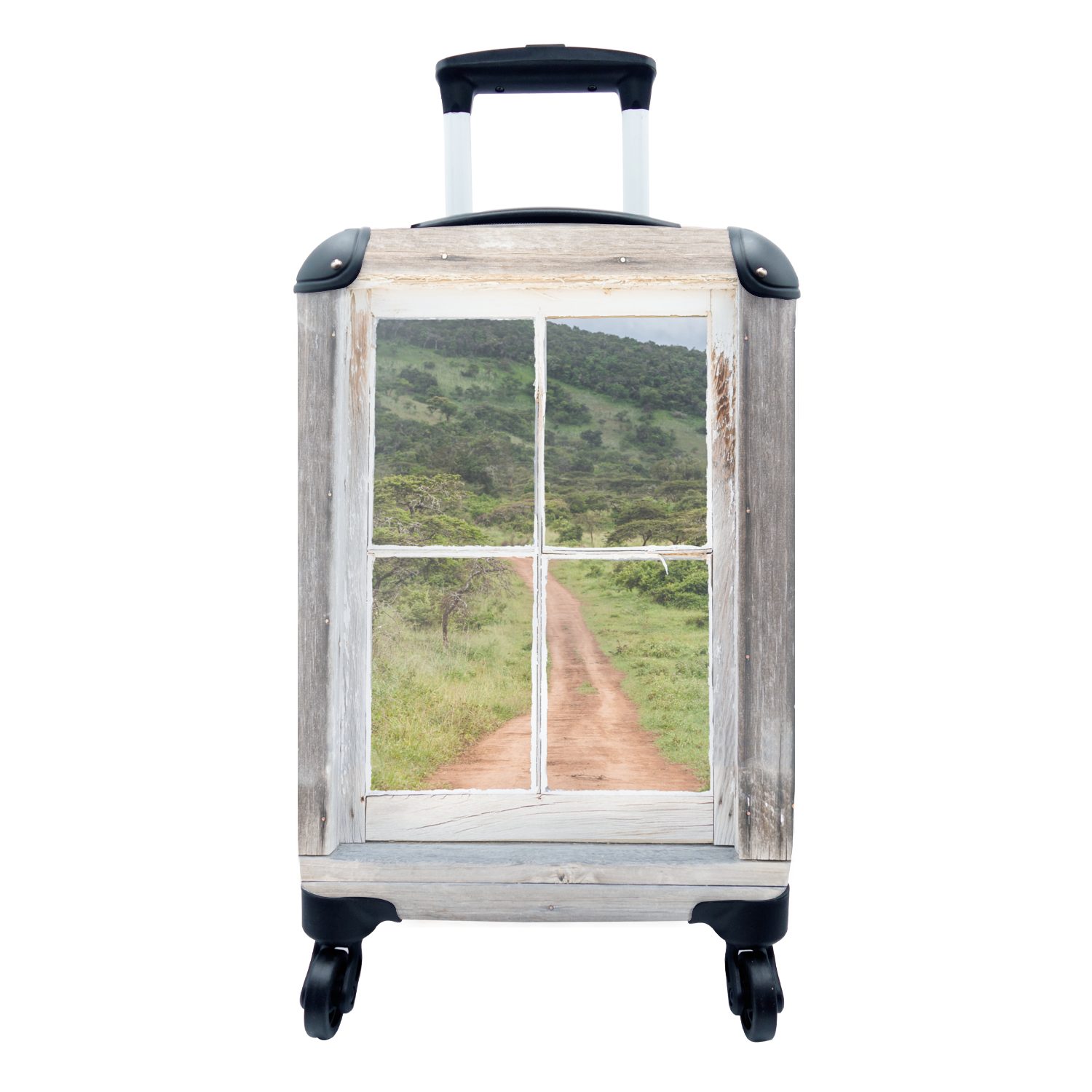 MuchoWow Handgepäckkoffer Durchblick für rollen, 4 Trolley, Holz - Afrika, Handgepäck Reisekoffer Reisetasche - Rollen, Ferien, mit