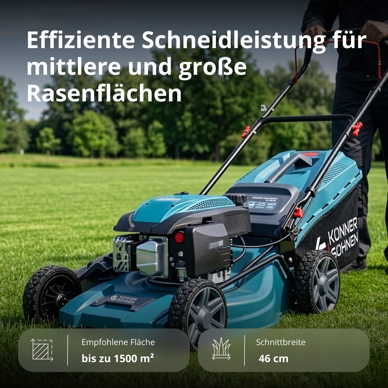 Könner & Söhnen Elektrorasenmäher KS 46LMG, Leistungsstarke 4,0 PS, 46 cm Schnittbreite & 6-in-1 Funktion