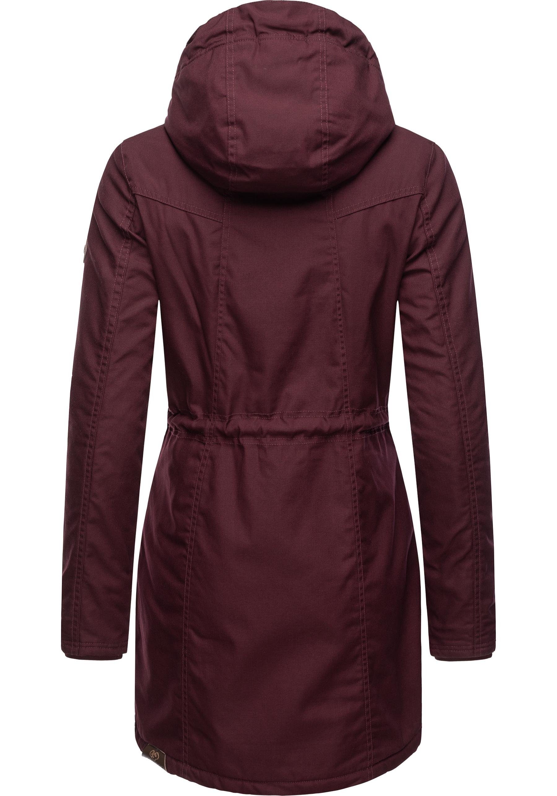Ragwear Wintermantel Elsie stylischer Winterparka mit Kapuze und Teddyfleece
