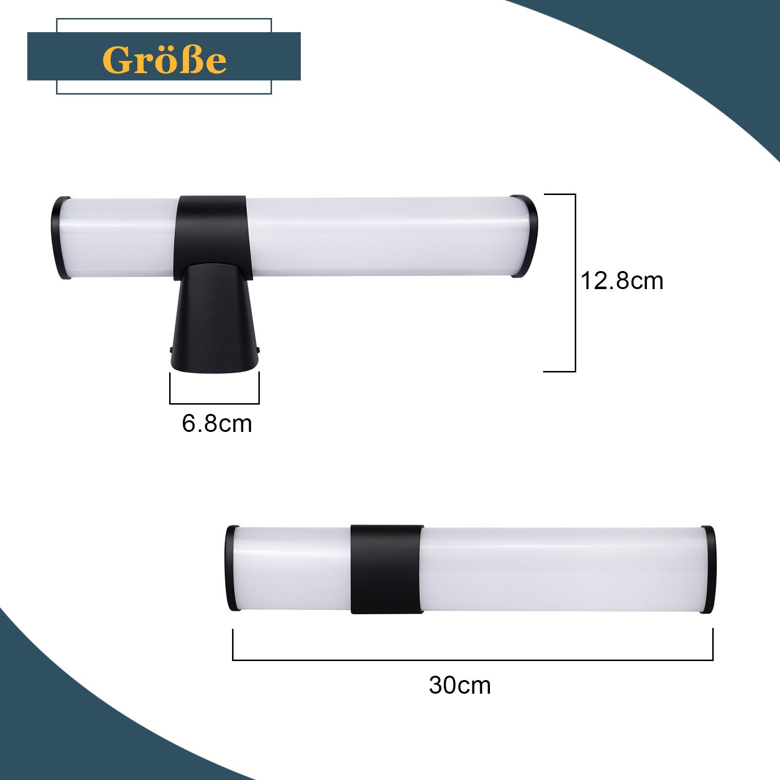 Nettlife LED Spiegelleuchte Spiegelleuchte Led Wandlampe 35cm, LED fest integriert, Neutralweiß – Bild 5 von 5