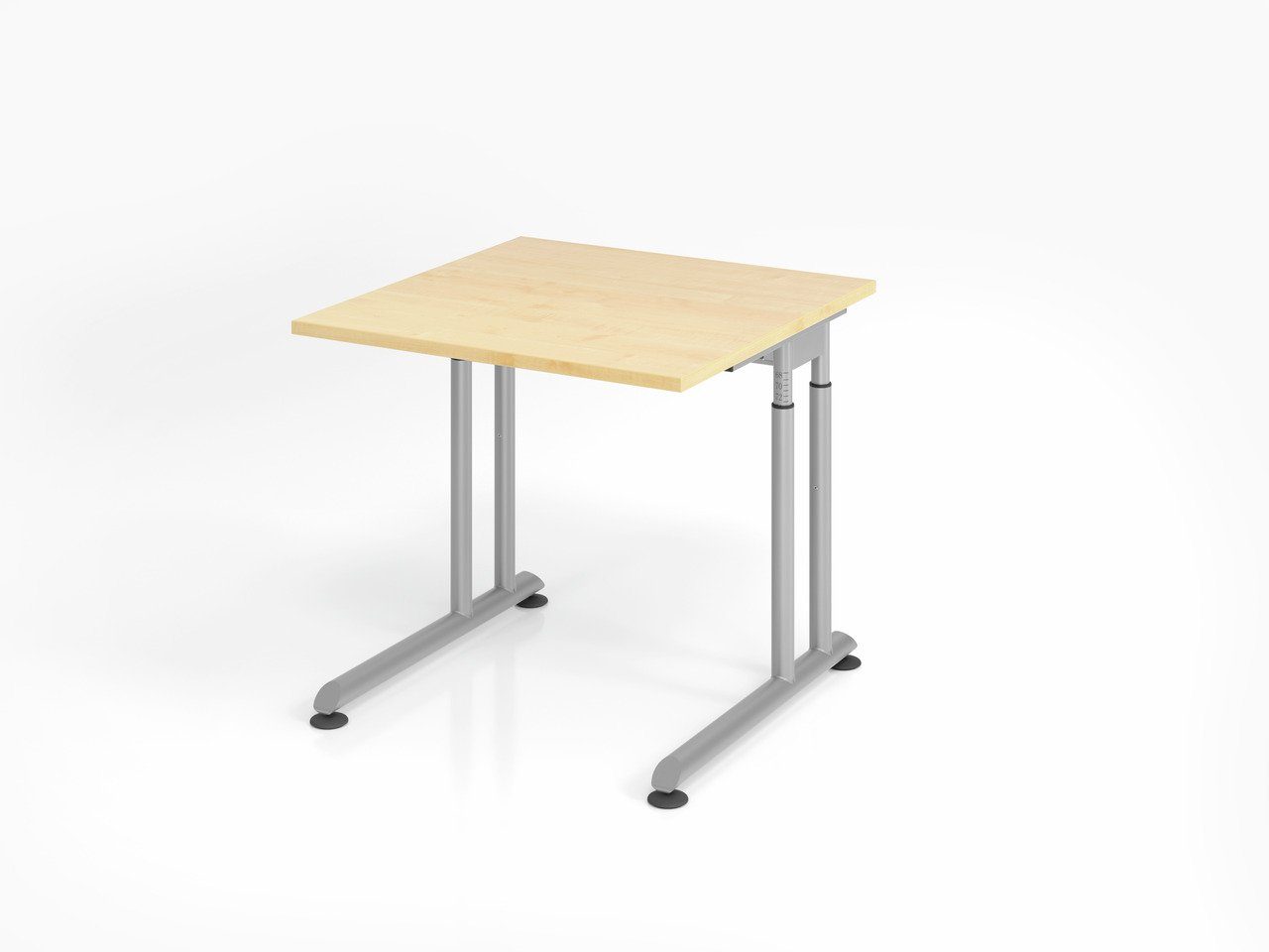 Schreibtisch Schreibtisch Nilo, Ahorn, Silber Gestell , BxT 80x80cm, H 68-82cm