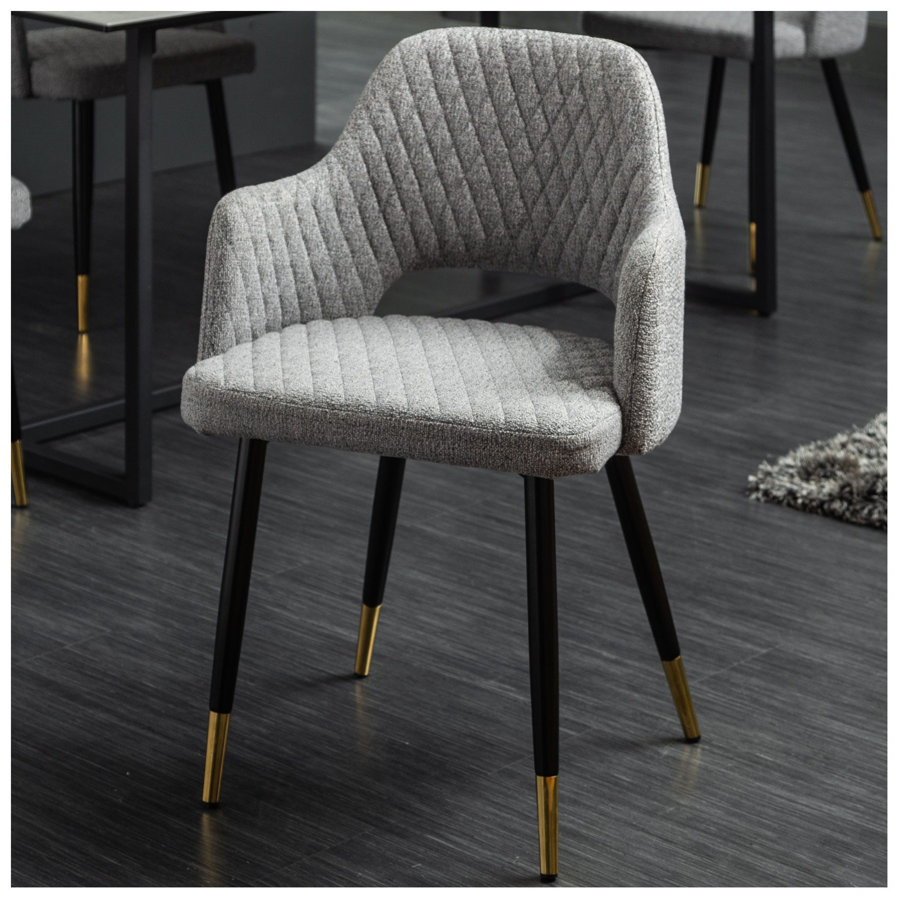 riess-ambiente 4-Fußstuhl PARIS hellgrau / schwarz gold (Einzelartikel, 1 S günstig online kaufen