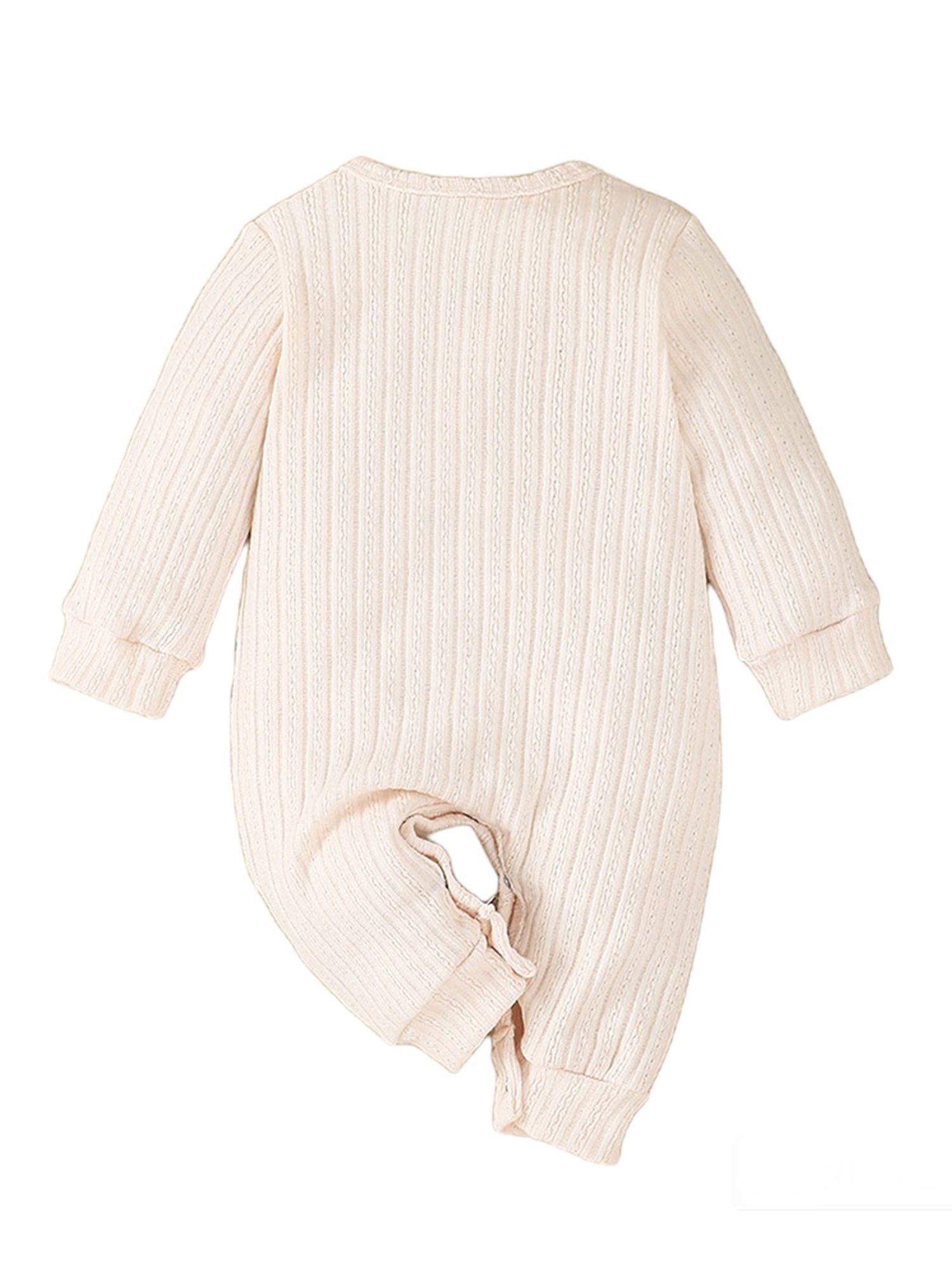 Lapastyle mit Strampler Einfarbiger Jersey Knopfverschluss Weiß für Anzug Strampler langärmliger Unisex Baby