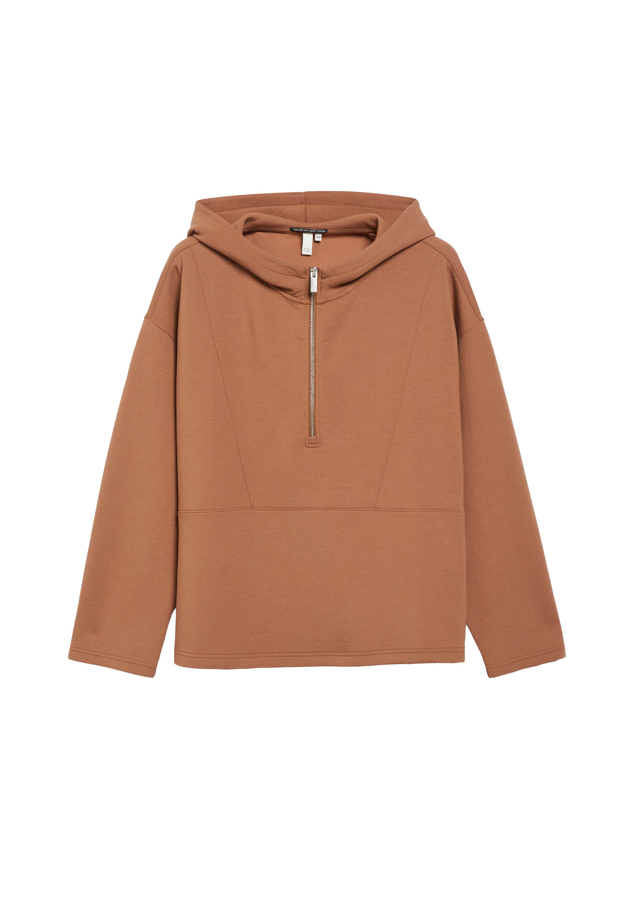 QS Sweatshirt Sweatshirt Scubba Hoodie mit Nahtdetails